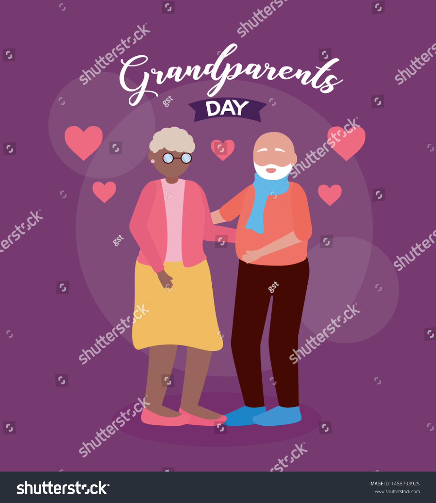 Download Couple Grandpa Grandma Happy Grandparents Day Stock Vector Royalty Free 1488793925