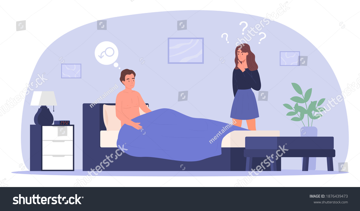 Couple Having Sexual Intimate Problem Concept Stock Vector Royalty