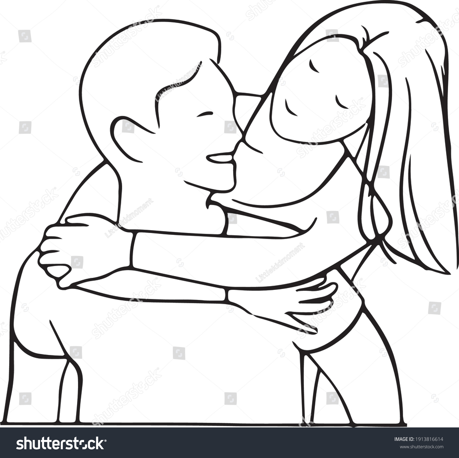 Couple Hug Each Other Love Drawing Stock Vector Royalty Free