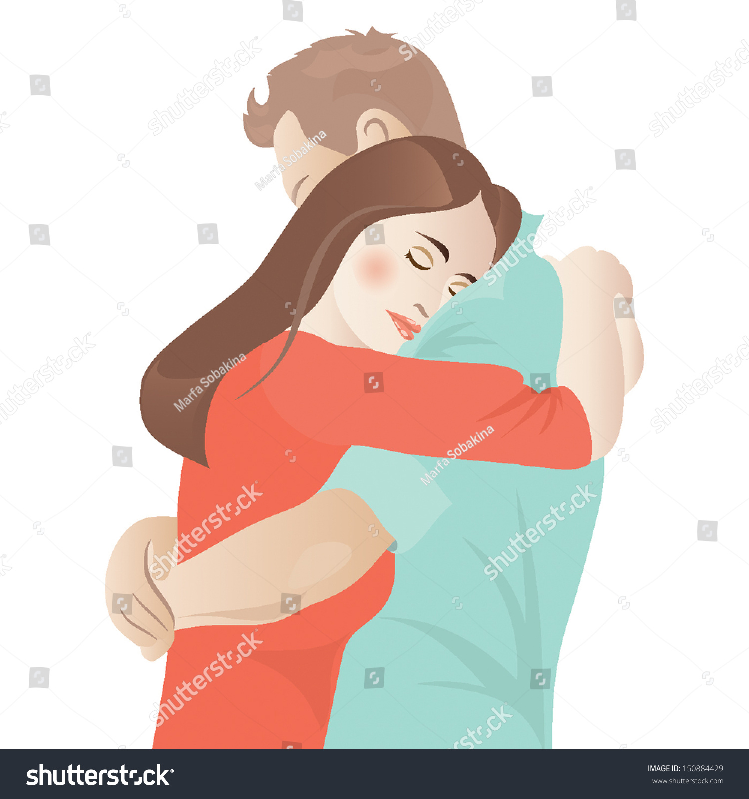 Couple Hugging Eyes Closed Stock Vector (Royalty Free) 150884429