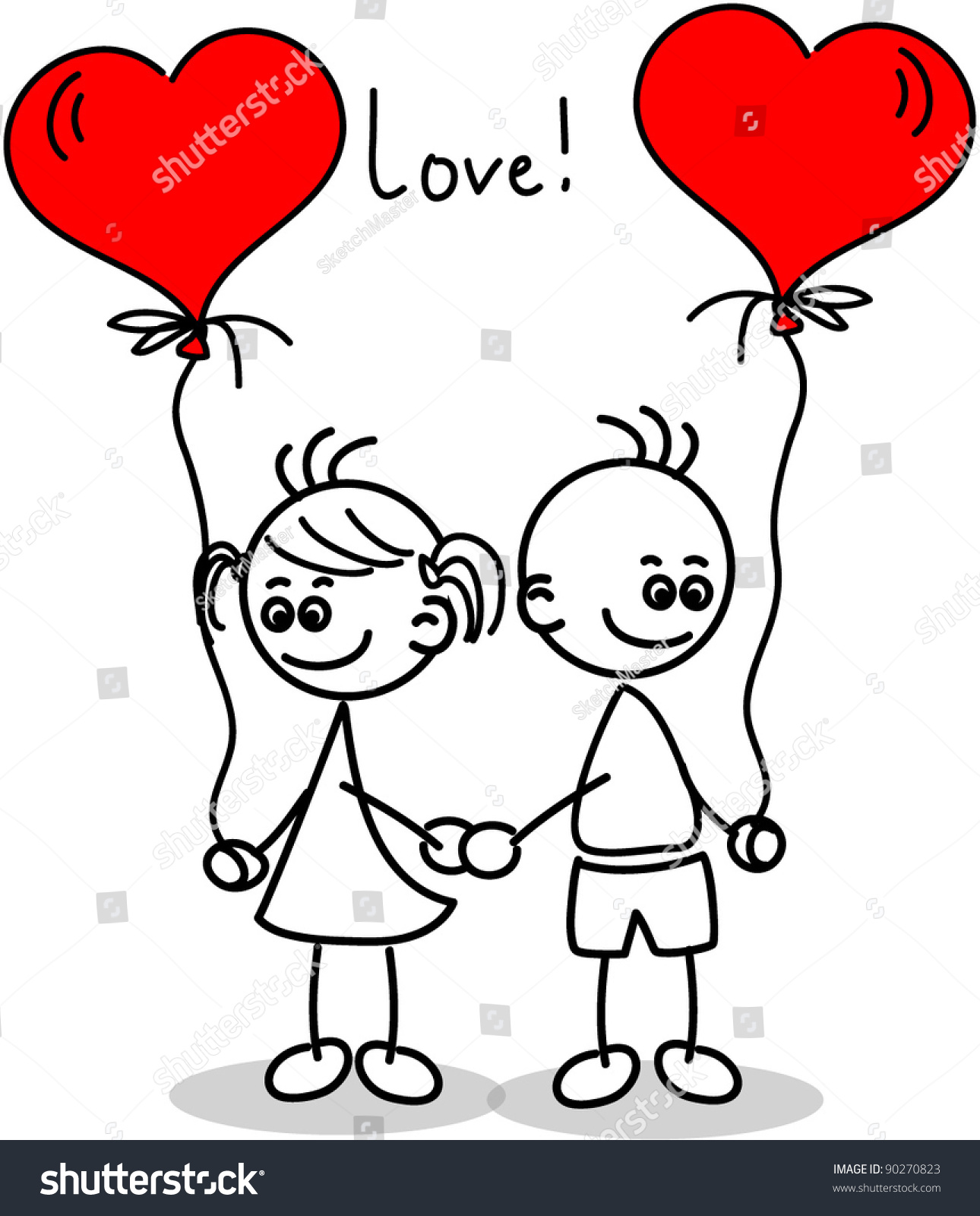 Couple Love Childs Drawing Vector Stock Vector 90270823 - Shutterstock