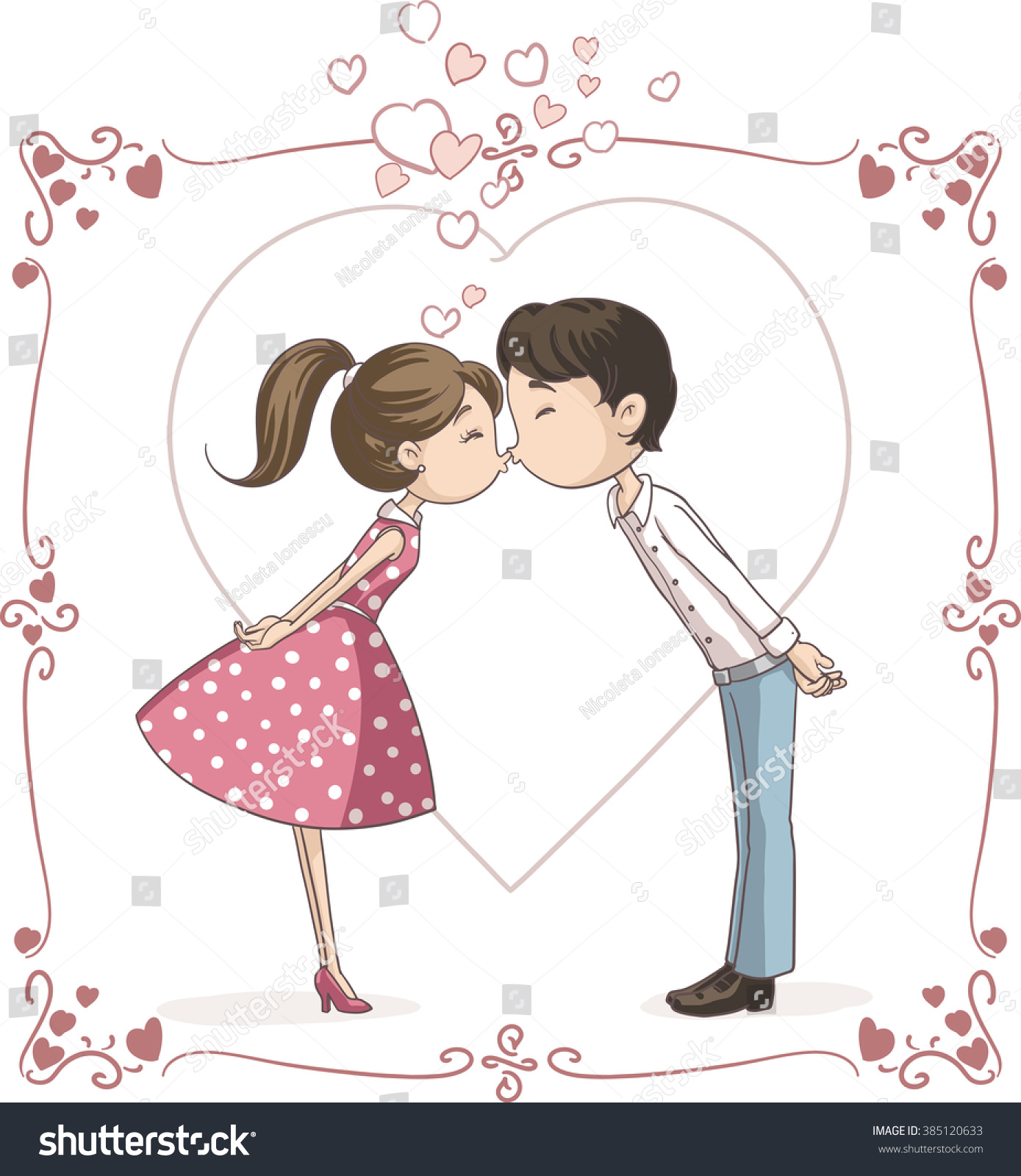 Couple Kissing Vector Cartoon Vector Illustration Stock Vector