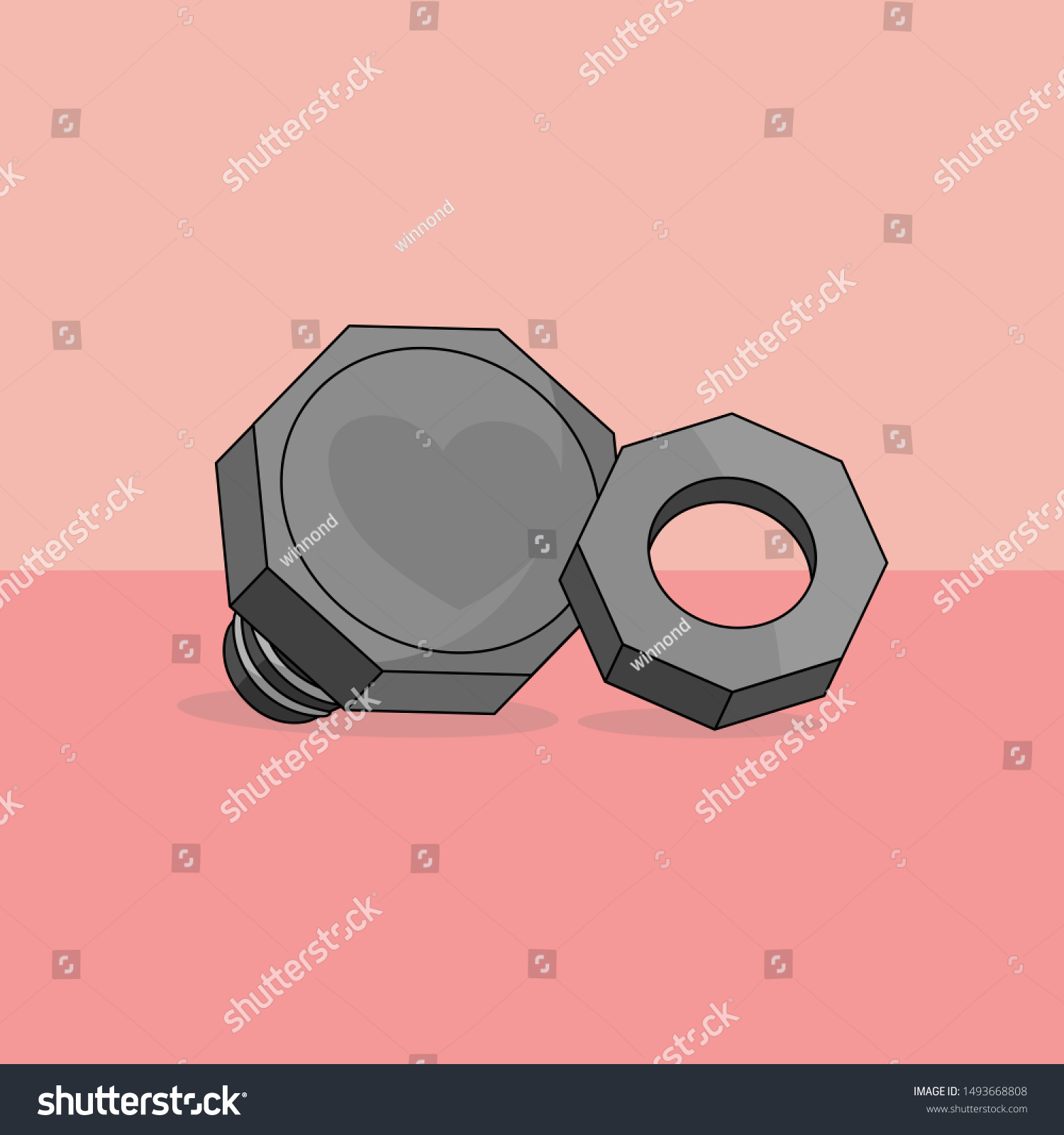 Couple Bolt Nut Stock Vector Royalty Free 1493668808