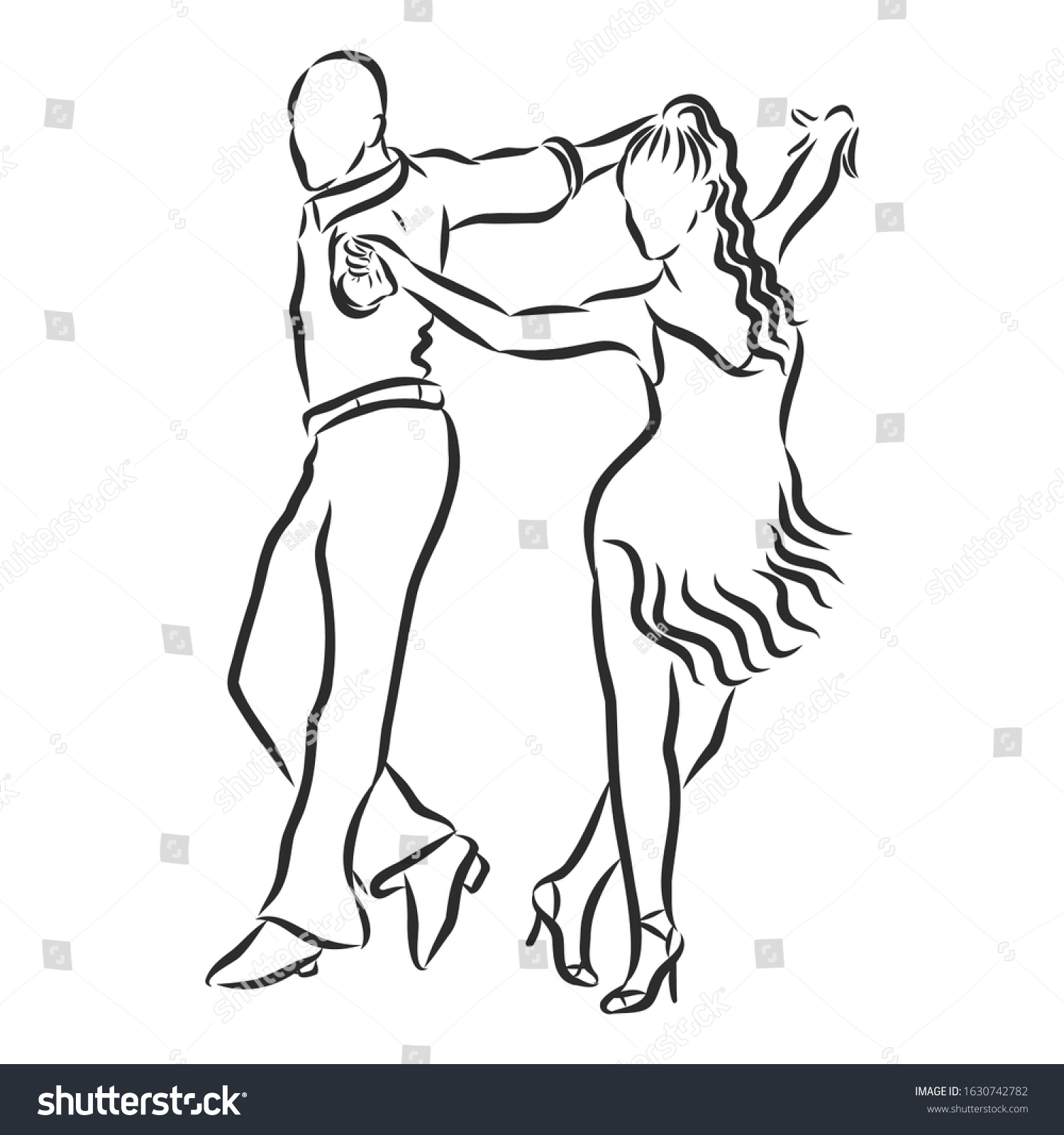 Couple Latin Dancers Vector Sketch Illustration Stock Vector (Royalty ...