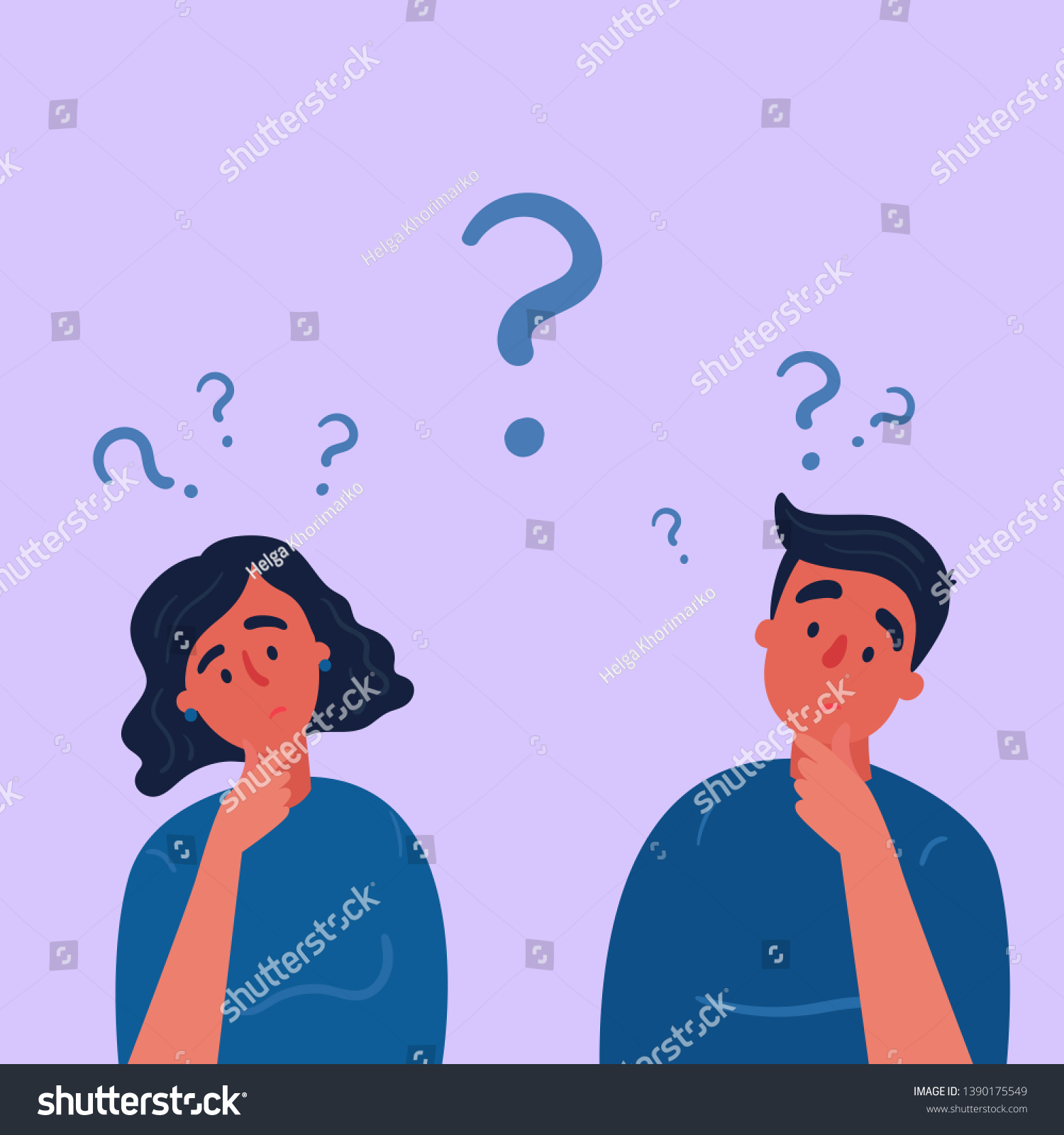 Couple Man Woman Having Question Male Stock Vector Royalty Free 1390175549