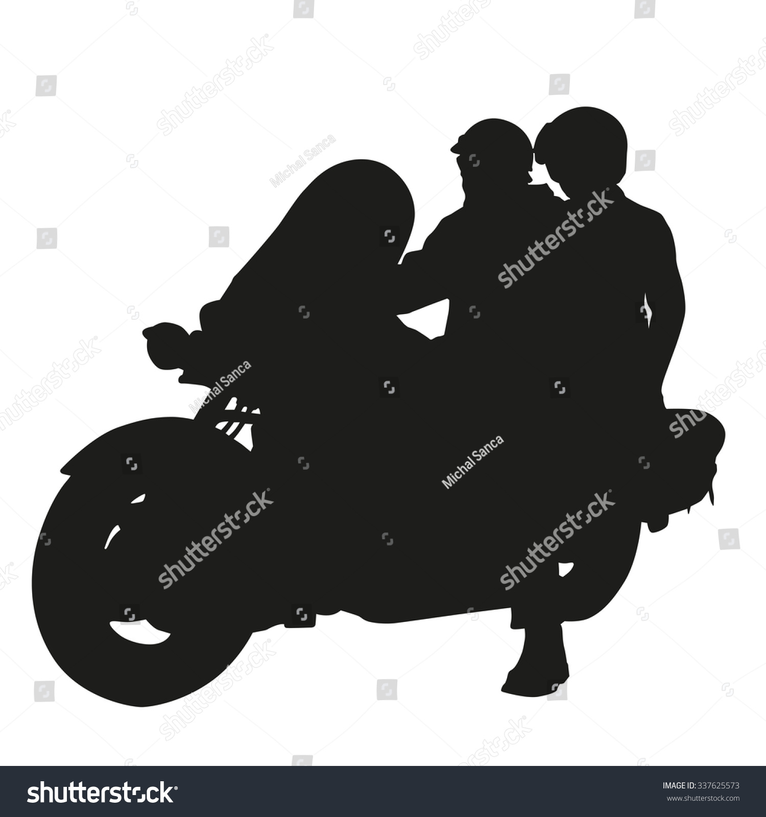 Couple On Motorcycle Vector Silhouette Stock Vector Royalty Free