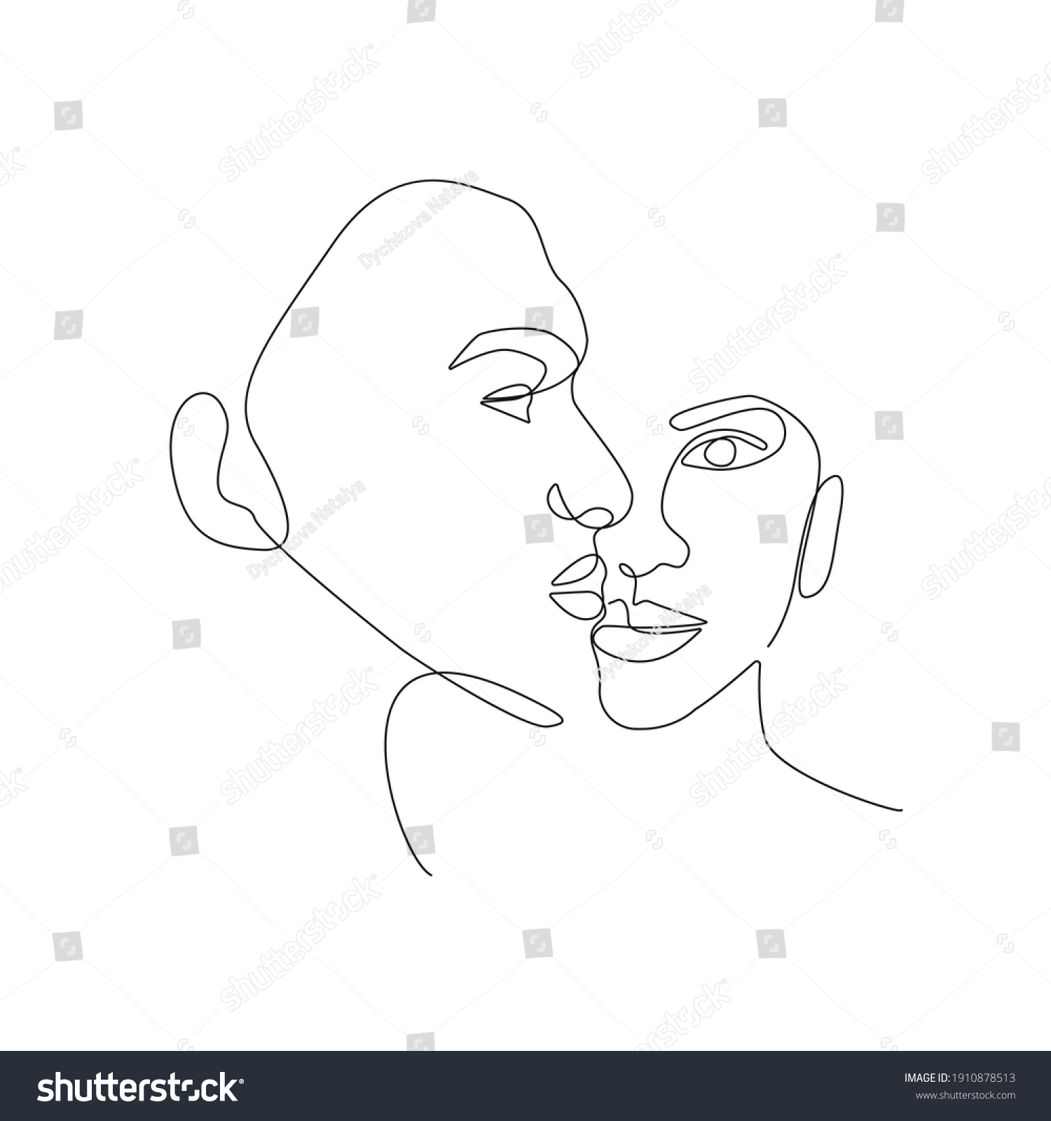 Couple One Line Drawing Couple Creative Stock Vector (Royalty Free ...