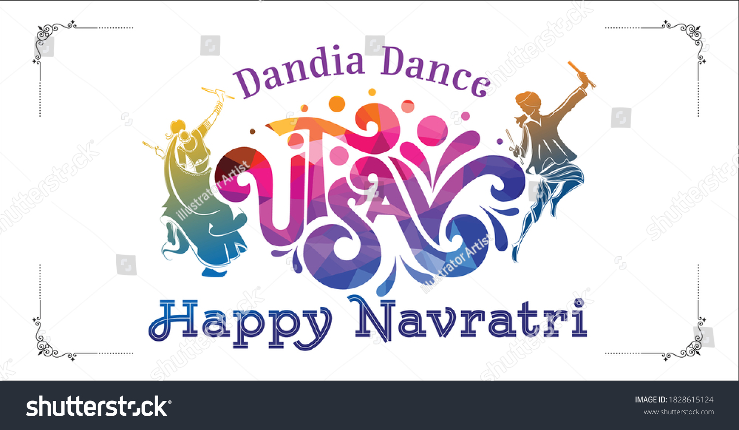 SVG of Couple playing Dandiya dance “utsav logo”, Garba Night and colorful celebration of 