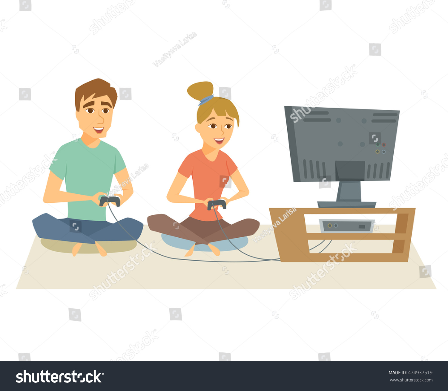 Couple Playing Video Games Fun Man Stock Vector 474937519 - Shutterstock