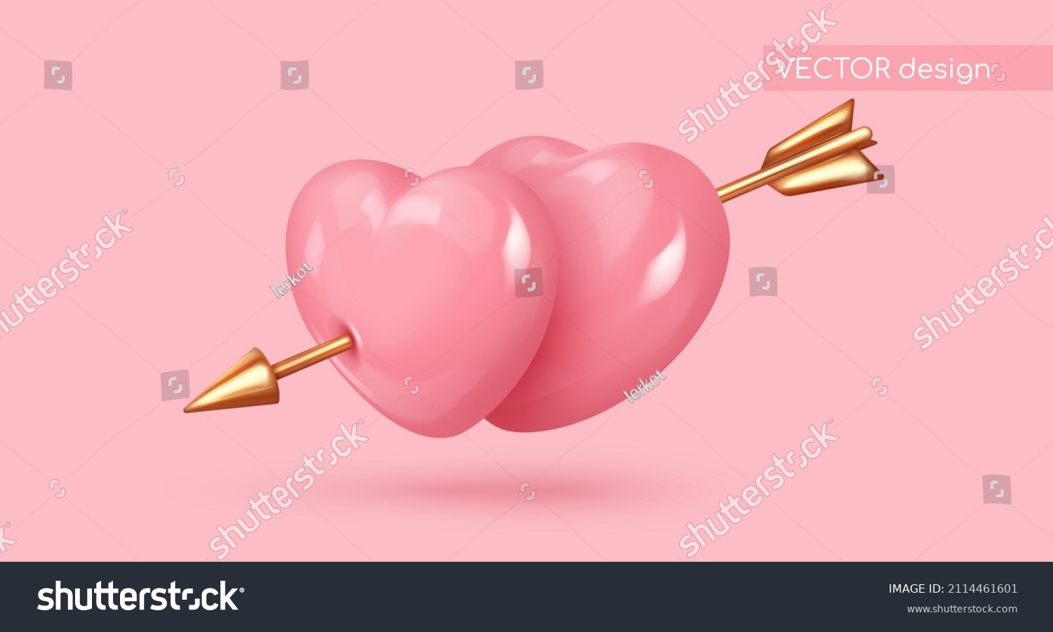 SVG of Couple realistic pink glossy candy hearts with golden arrow. Look like 3d. Symbol of love. Be my Valentine. Vector illustration for card, party, design, flyer, poster, decor, banner, web, advertising. svg