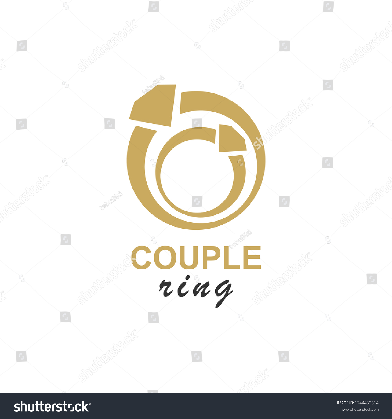 Couple Ring Gold Logo Design Vector Stock Vector (Royalty Free) 1744482614