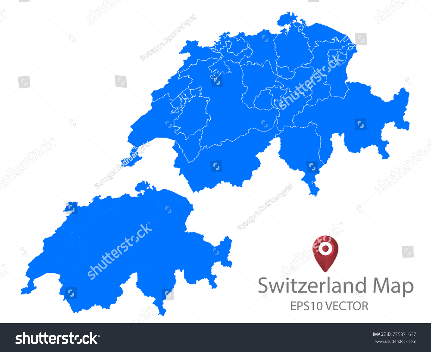 Couple Set Mapblue Map Switzerlandvector Eps10 Stock Vector (Royalty ...