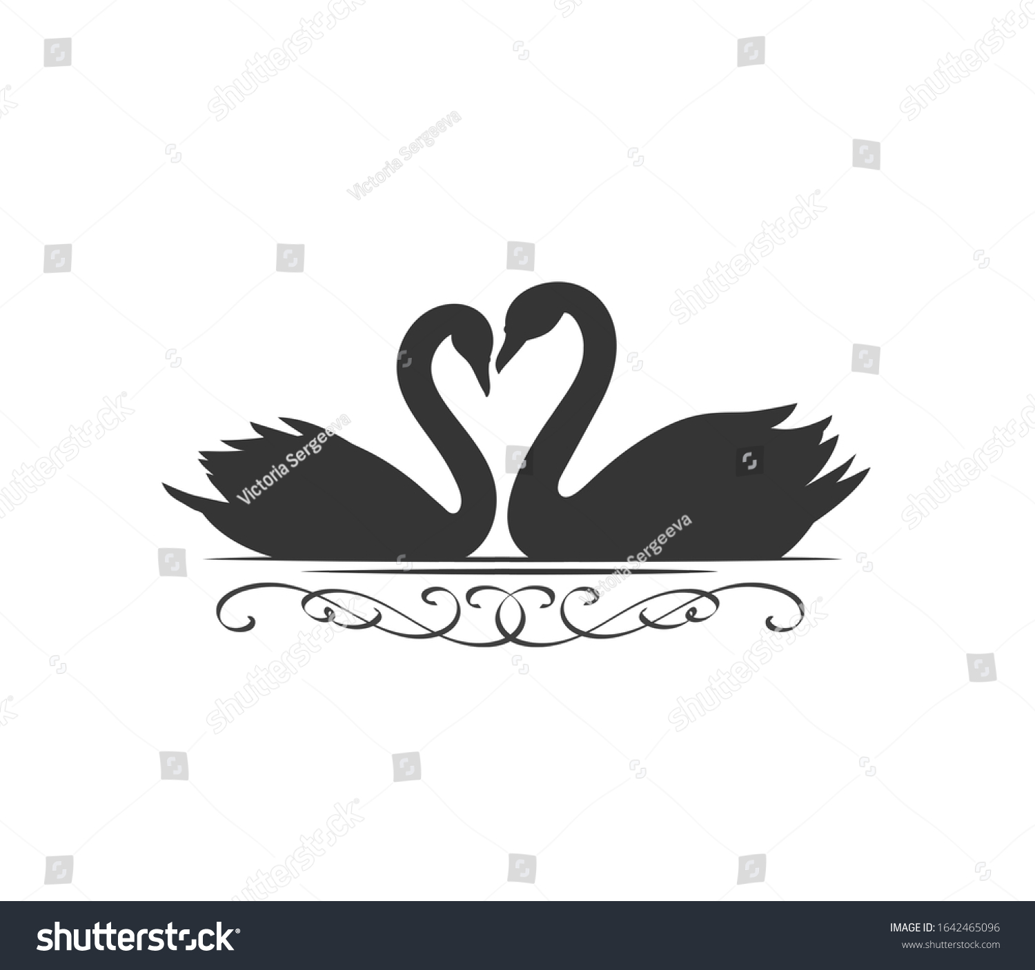 Couple Swans Silhouette Icon Couple Romantic Stock Vector (Royalty Free ...