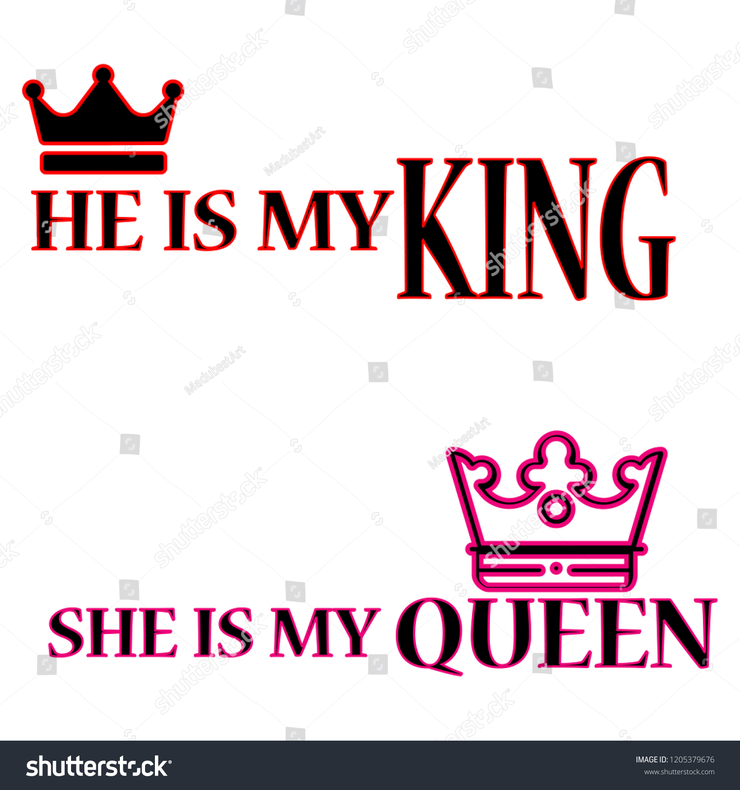 Couple T Shirt Designhe King She Stock Image Download Now