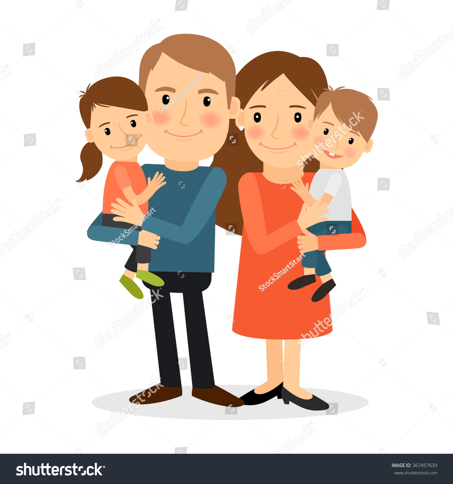 Couple Children Mother Father Stanging Together Stock Vector (Royalty ...