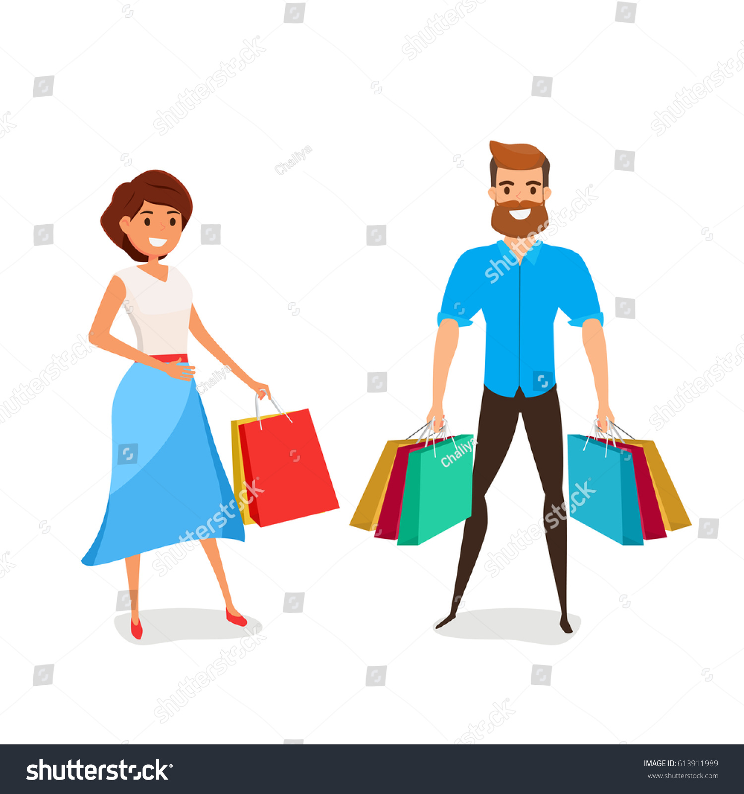 boy and girl shopping