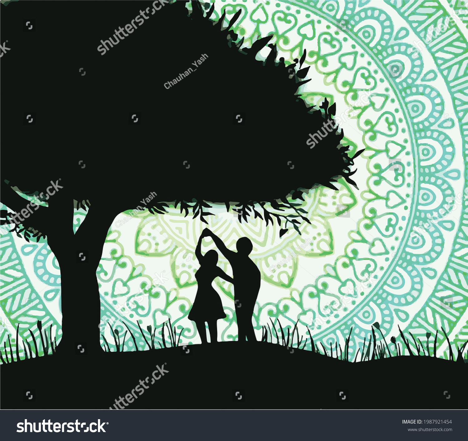 Couples Under Tree Vector Art Stock Vector Royalty Free 1987921454 Shutterstock 3482