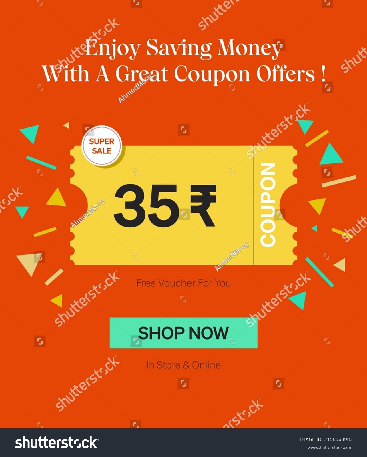 Coupon 35 Rupee Voucher Store Online Stock Vector (Royalty Free ...