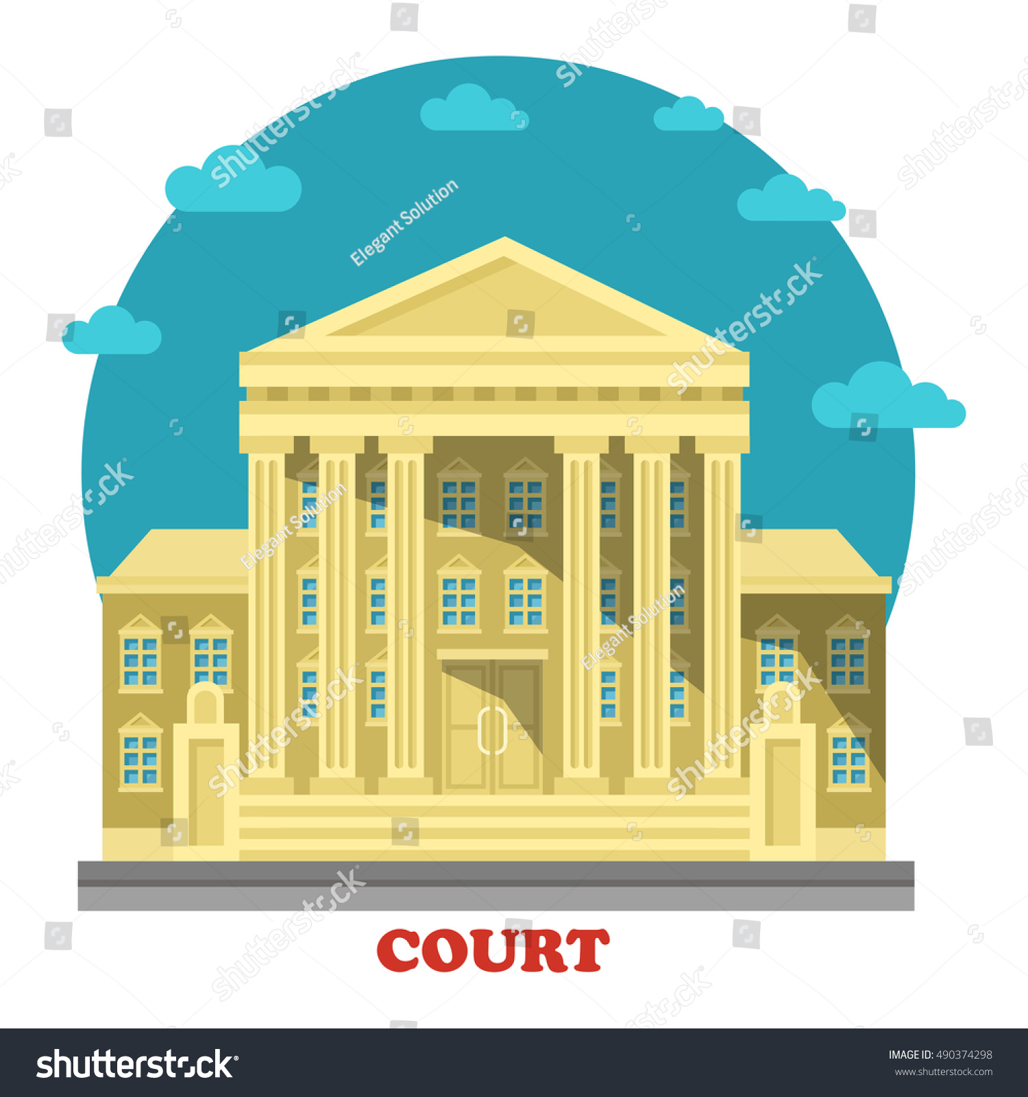 Court Tribunal Courthouse Entrance Exterior View Stock Vector 490374298 