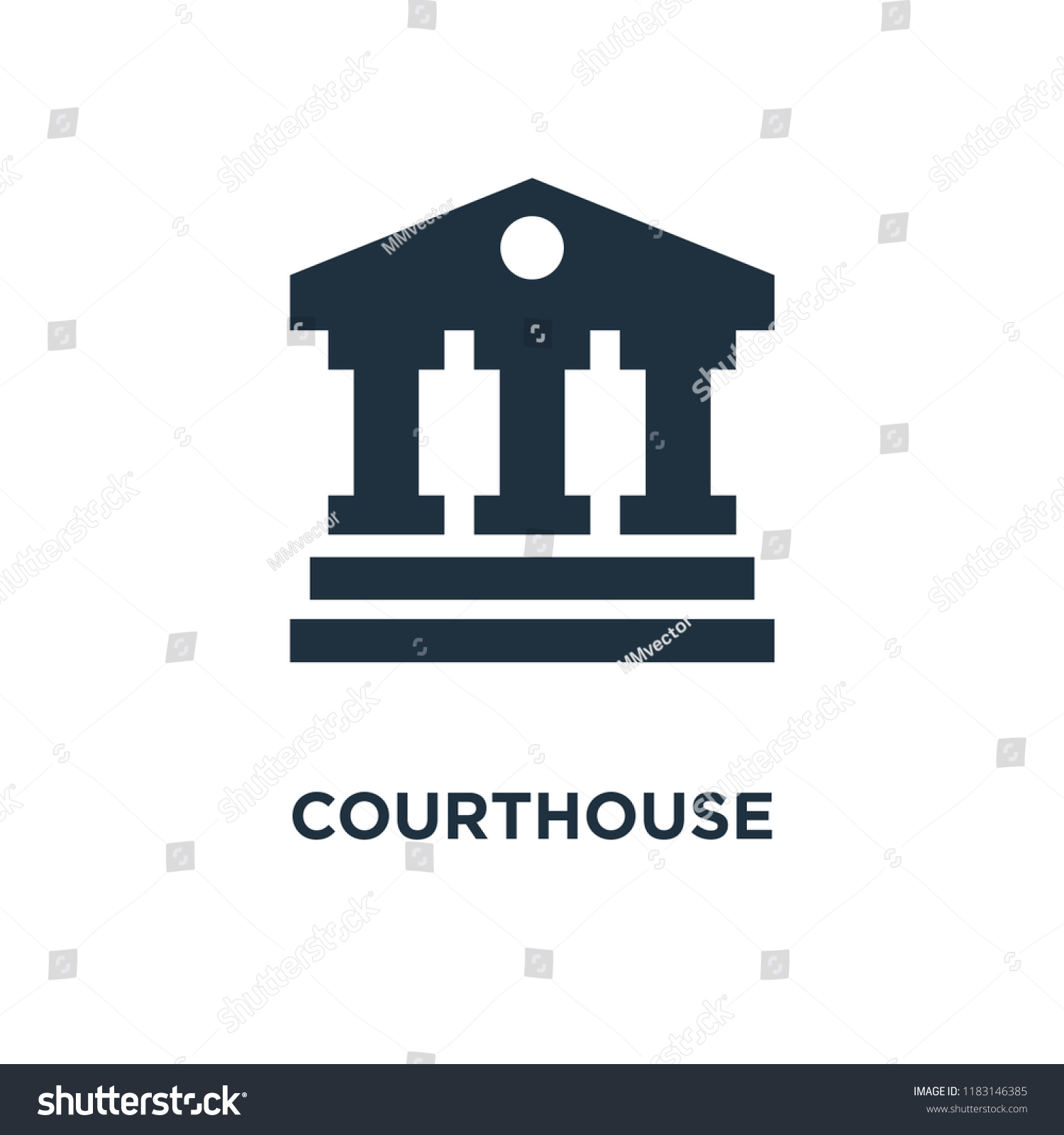 Courthouse Icon Black Filled Vector Illustration Stock Vector (royalty 