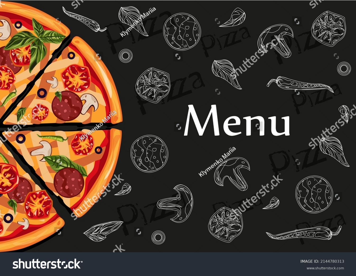 Cover Illustration Menu Pizzeria Vector Pizza Stock Vector (Royalty ...