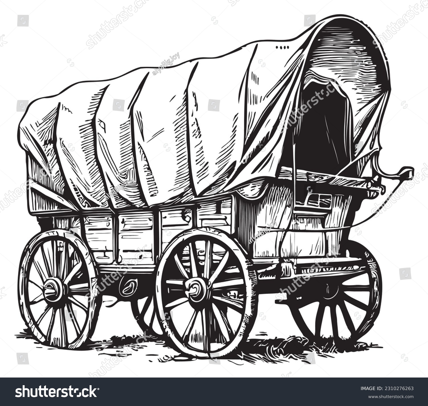 SVG of Covered wagon sketch hand drawn in doodle style illustration svg