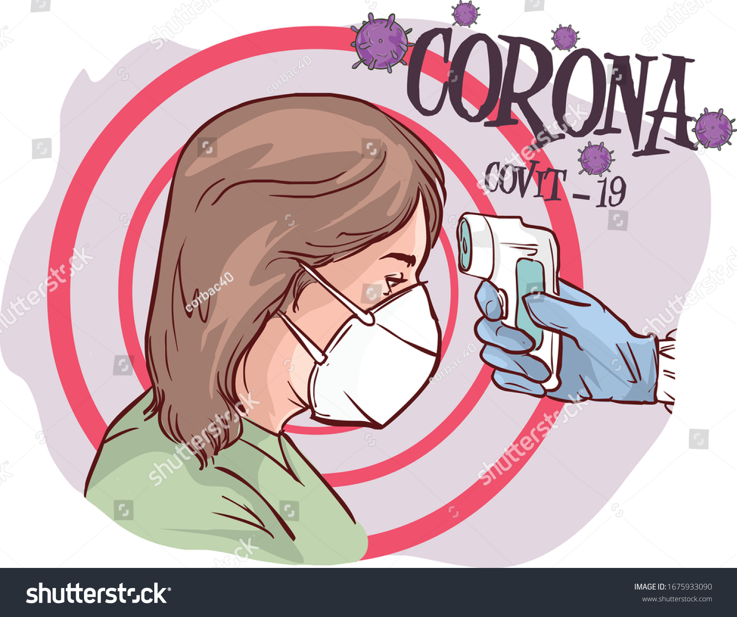 Covid19 Body Temperature Measuring Coronavirus Vector Stock