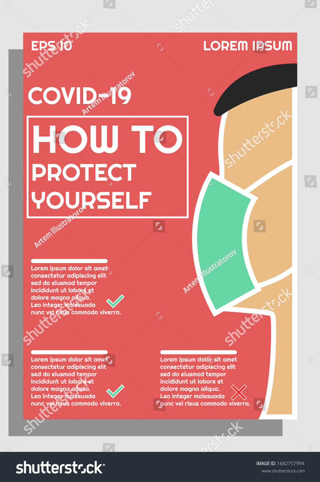 Covid19 How Protect Yourself Design Brochures Stock Vector Royalty Free 1682757994