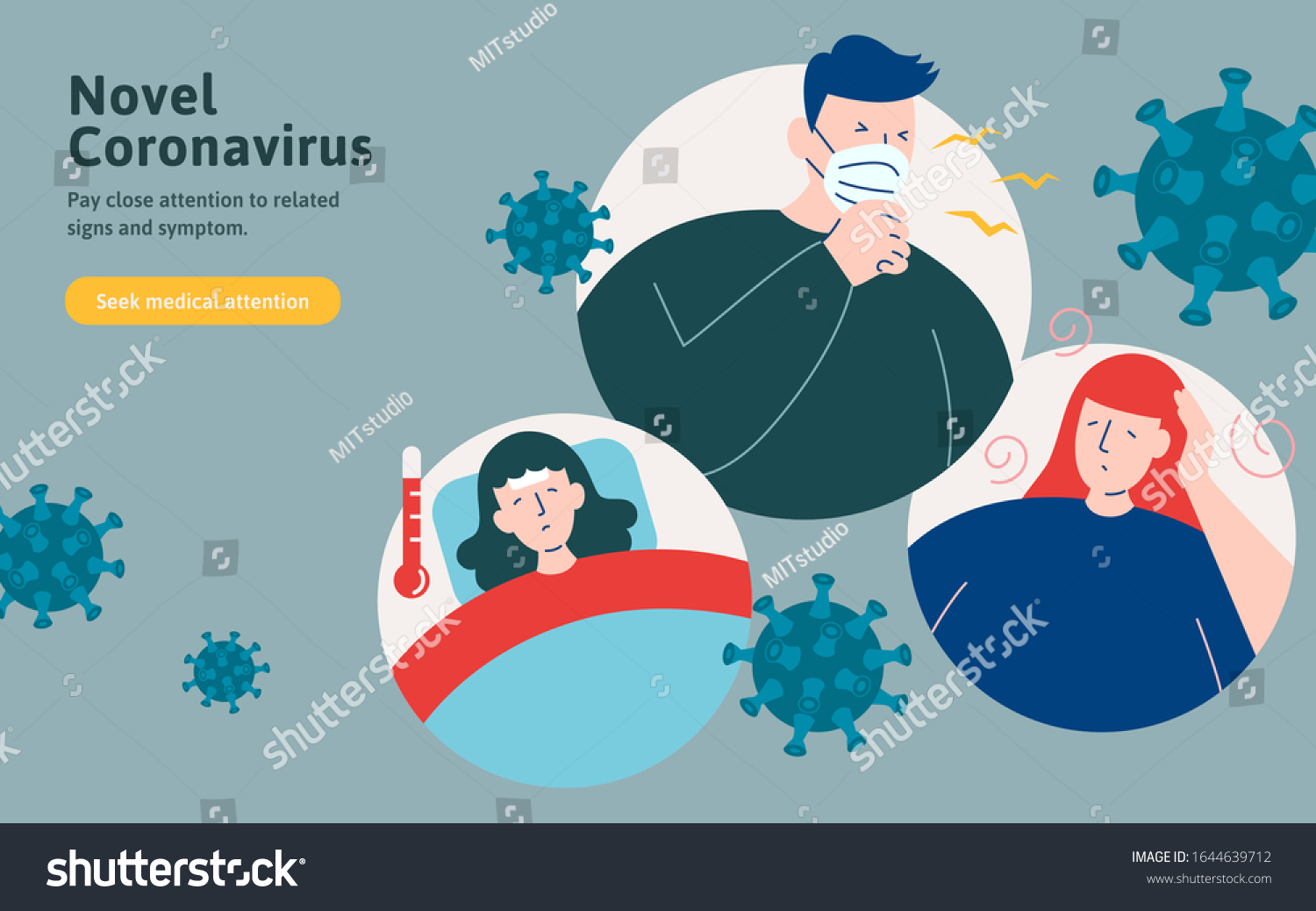 Covid19 Symptoms Including Cough Fever Feeling Stock Vector Royalty Free 1644639712