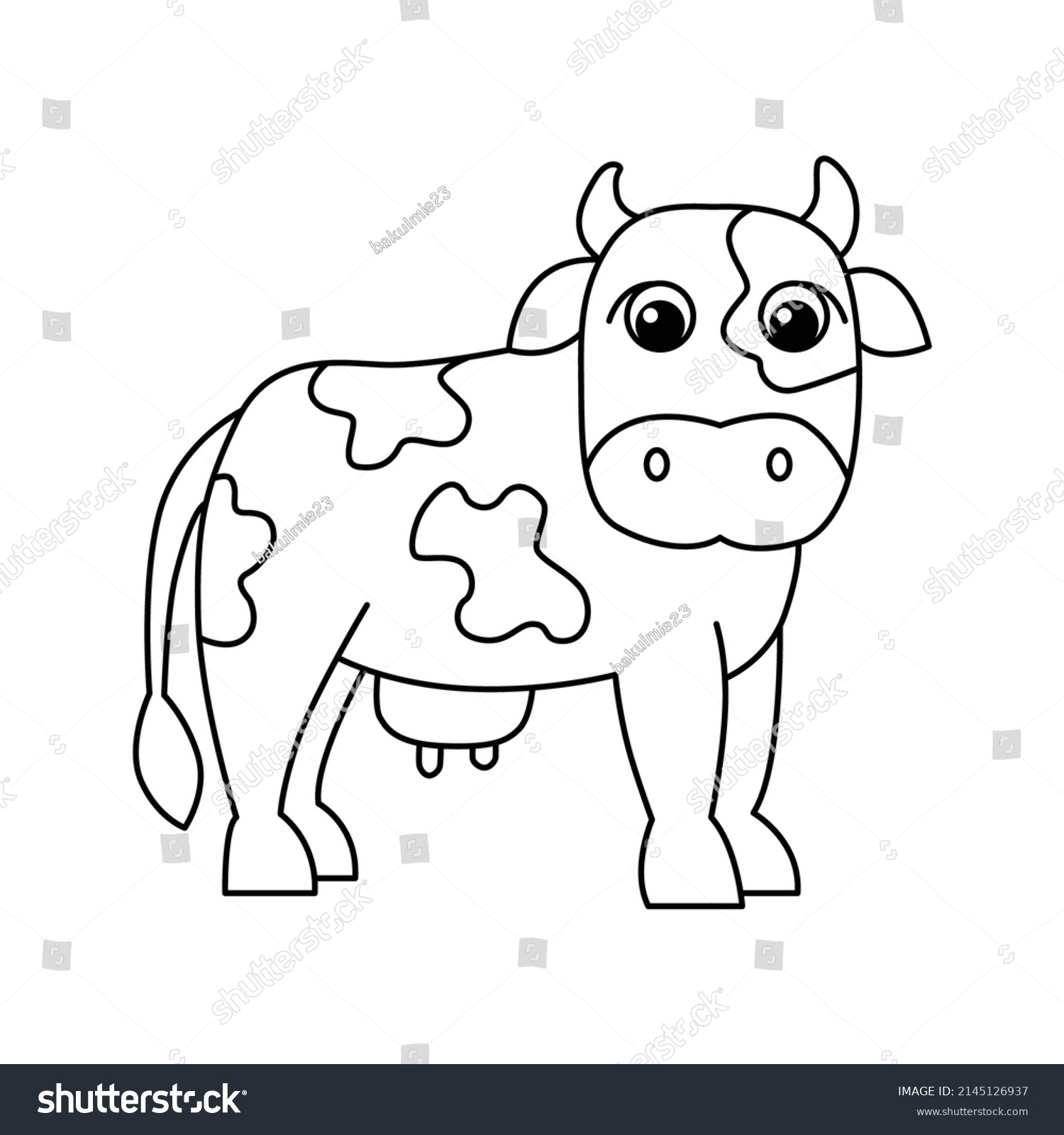 Cow Cartoon Coloring Page Illustration Vector Stock Vector (Royalty ...