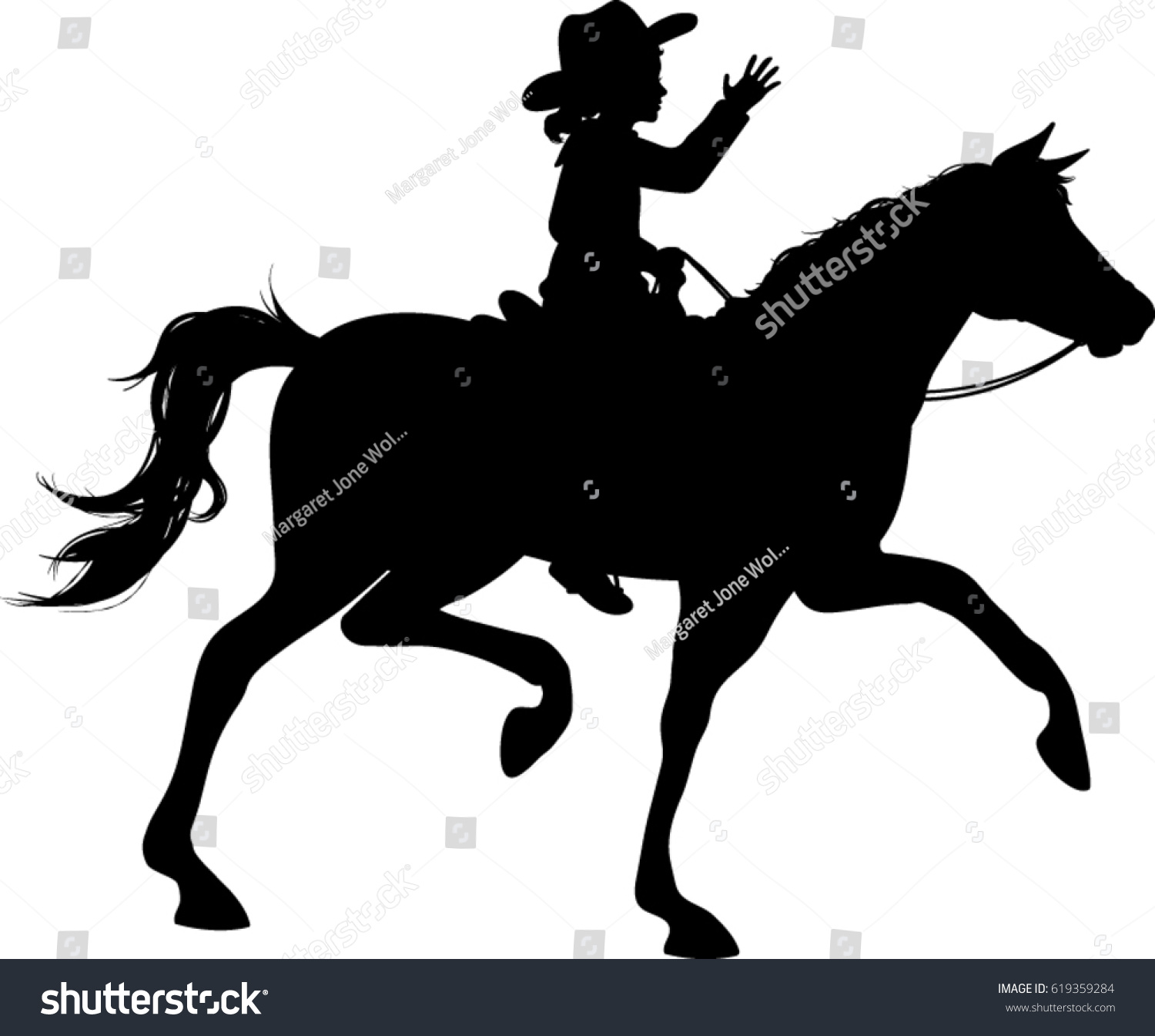 Download Cow Girl Riding Horse Silhouette Vector Stock Vector 619359284 - Shutterstock