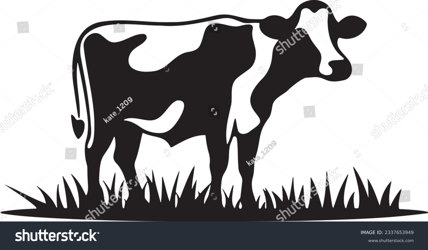 SVG of Cow grazing in a field, Basic simple Minimalist vector SVG graphic, isolated on white background, black and white svg