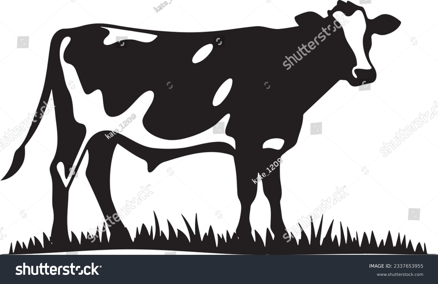 SVG of Cow grazing in a field, Basic simple Minimalist vector SVG graphic, isolated on white background, black and white svg