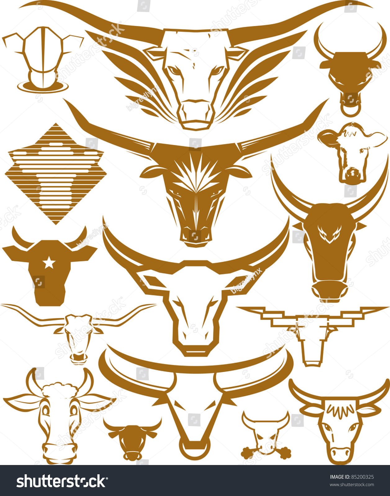 Cow Head Collection Stock Vector 85200325 - Shutterstock