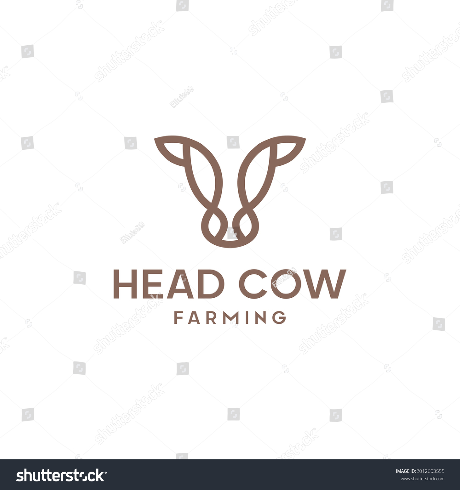 SVG of Cow head line outline monoline icon graphic silhouette emblem logo label. svg
