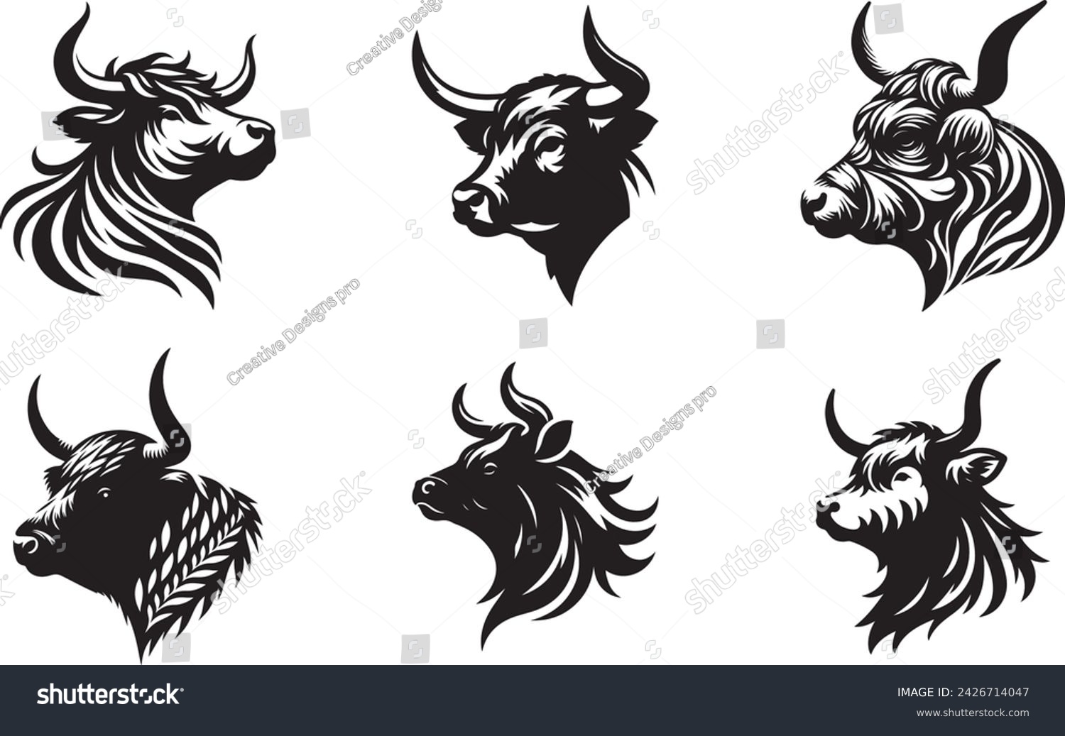 SVG of cow head vector illustration, p r i n t able svg