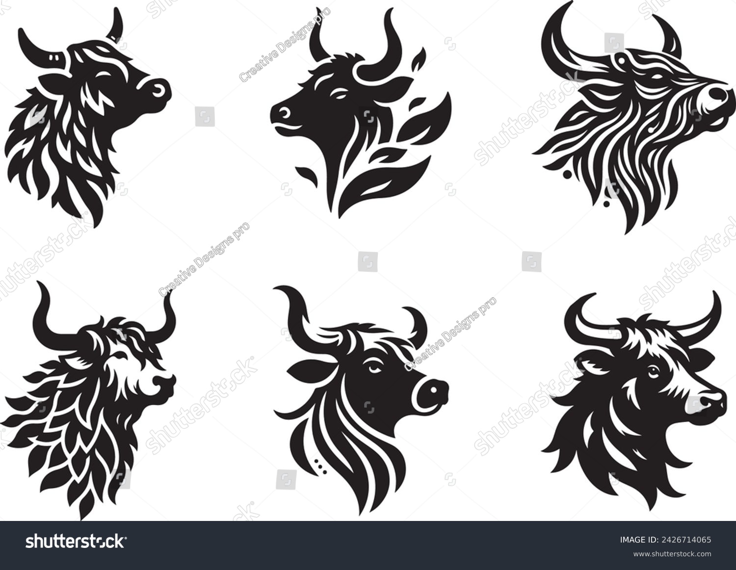SVG of cow head vector illustration, p r i n t able svg