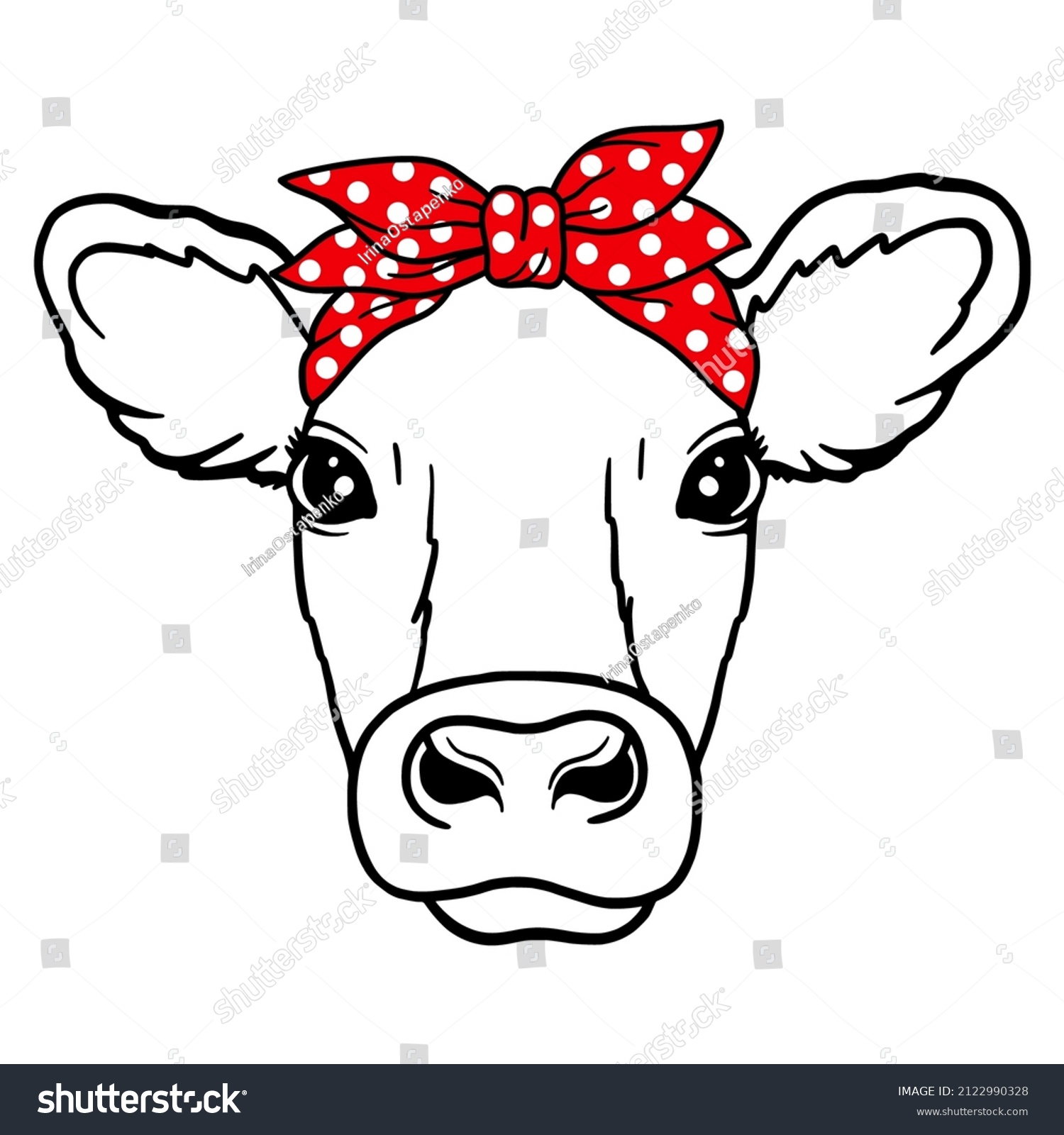 Cow Head Red Bandana Polka Dots Stock Vector Royalty Free 2122990328 Shutterstock 3719