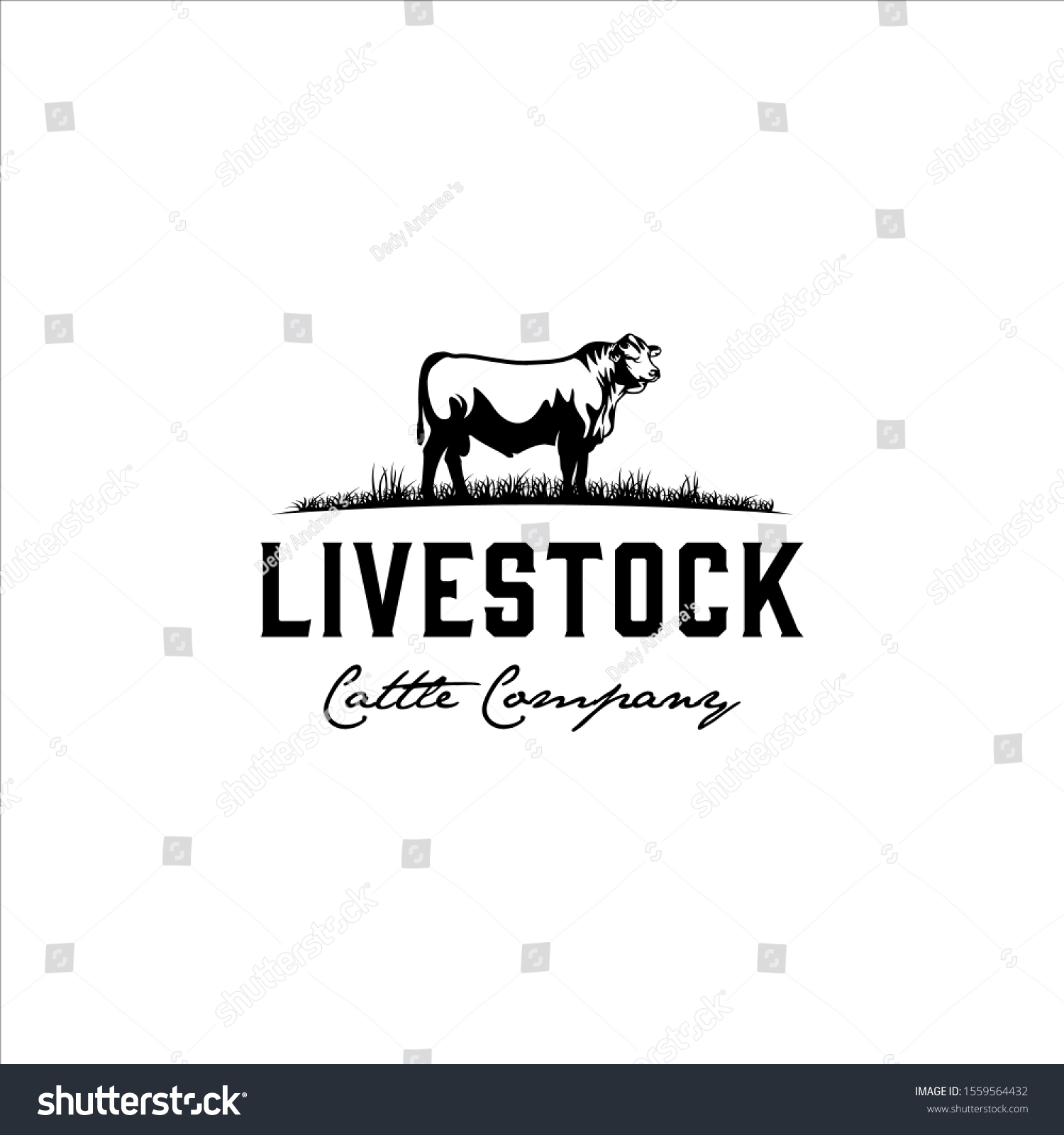 SVG of Cow in the grasslands with vintage design style svg