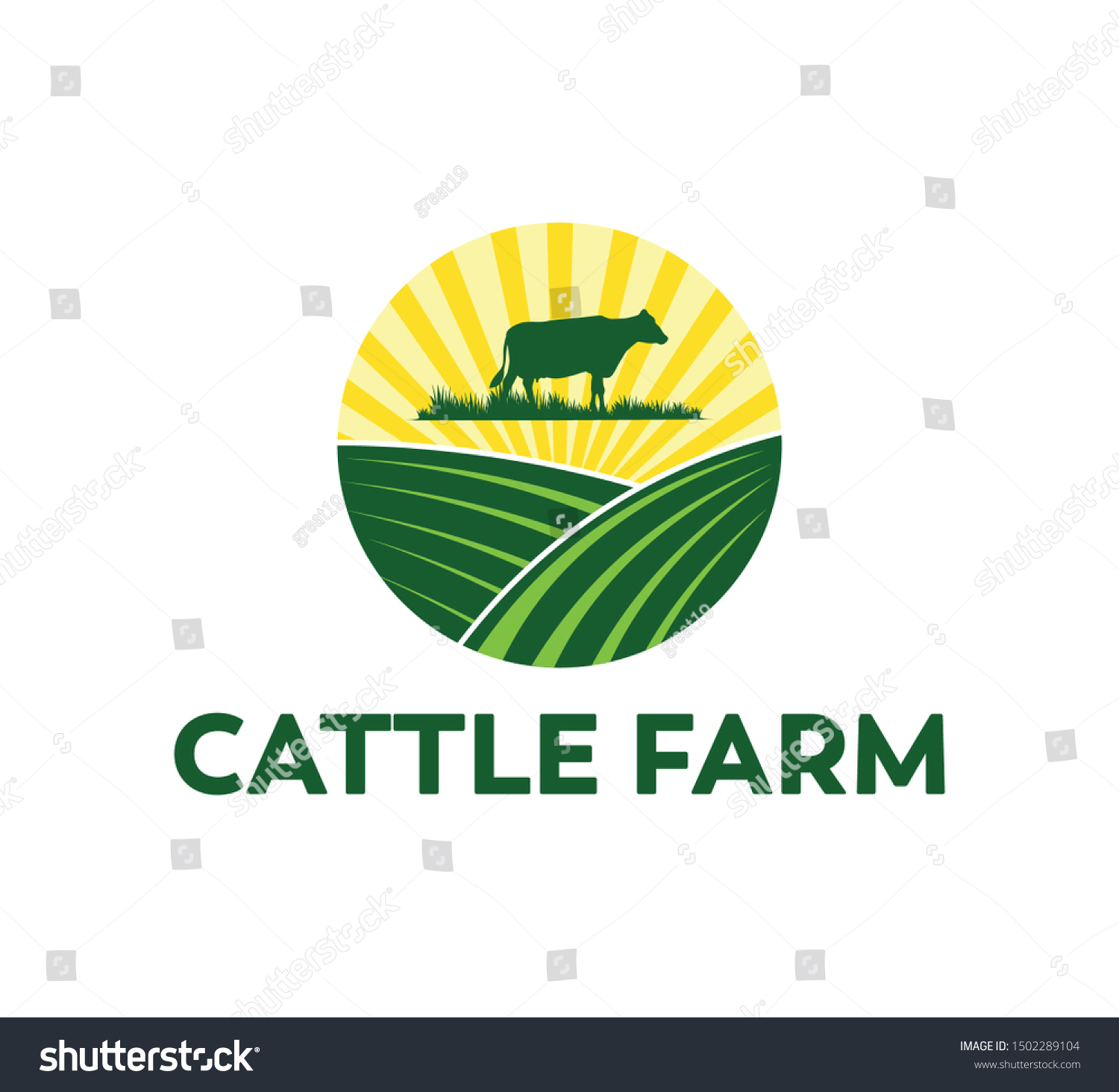 Cow Land Field Vector Logo Design Stock Vector (Royalty Free ...