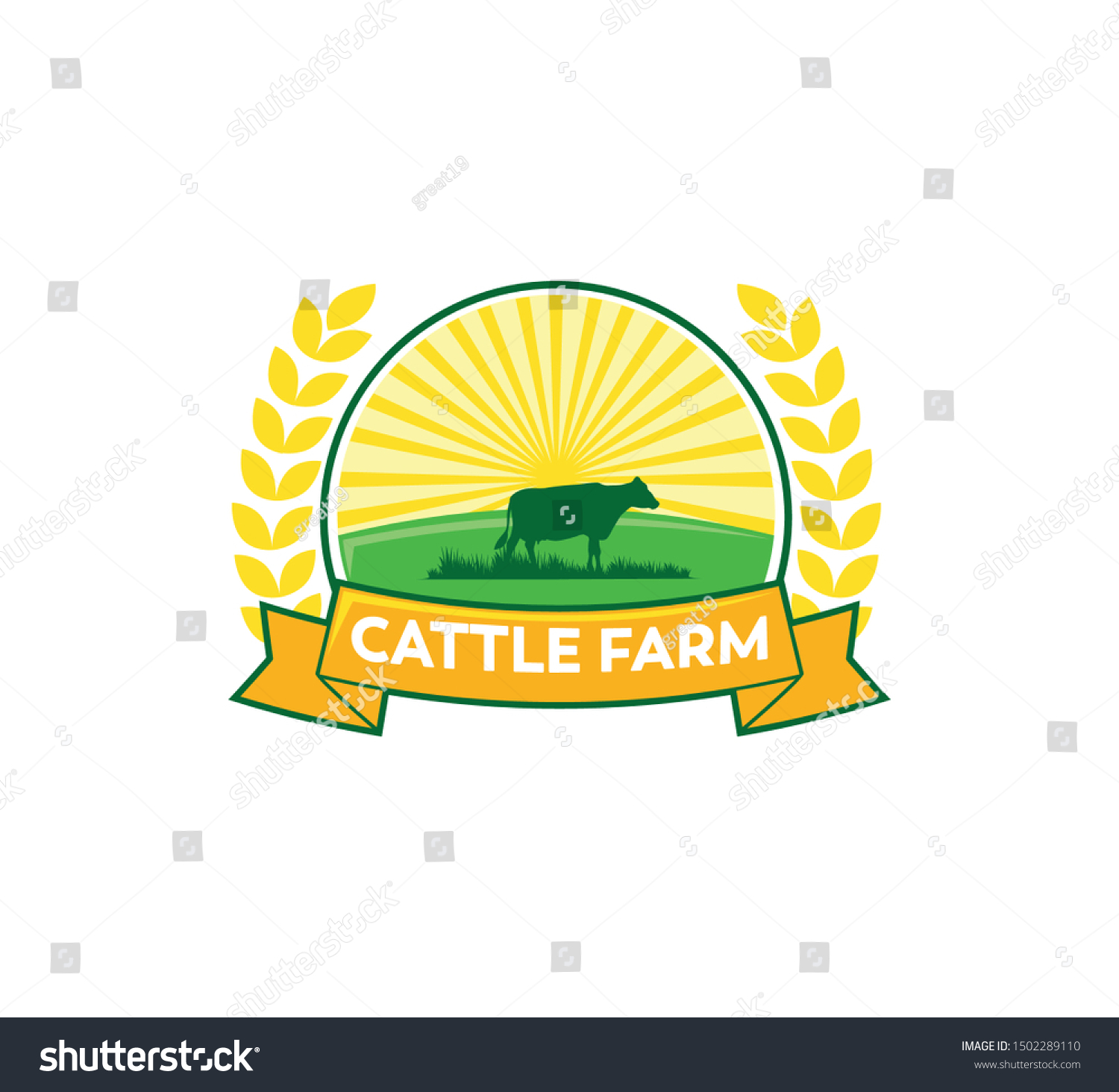 Cow Land Field Vector Logo Design Stock Vector (Royalty Free) 1502289110