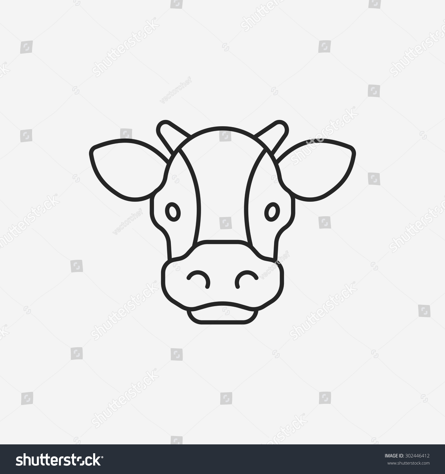 Cow Line Icon Stock Vector 302446412 : Shutterstock