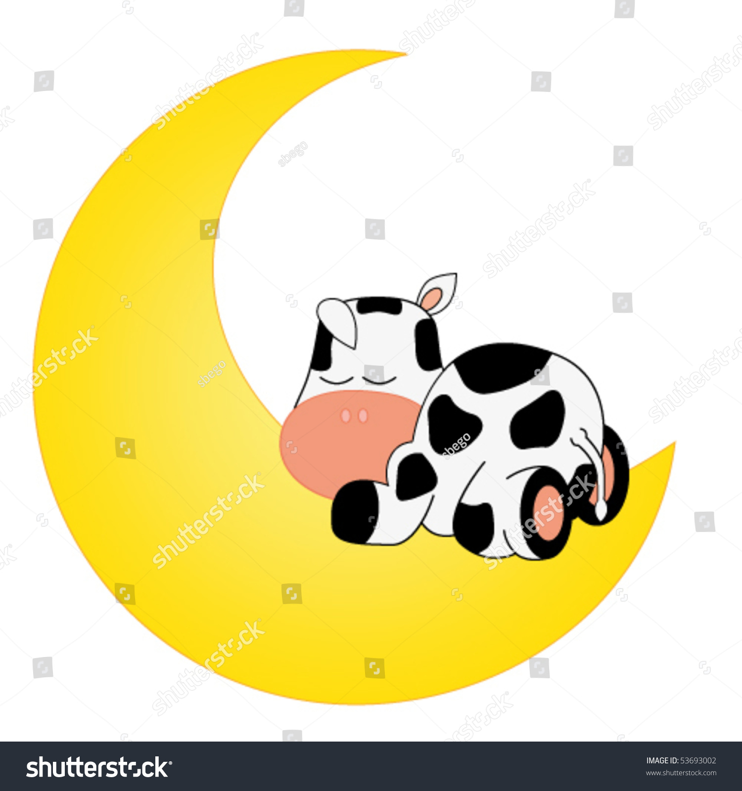 Cow On The Moon Stock Vector Illustration 53693002 : Shutterstock