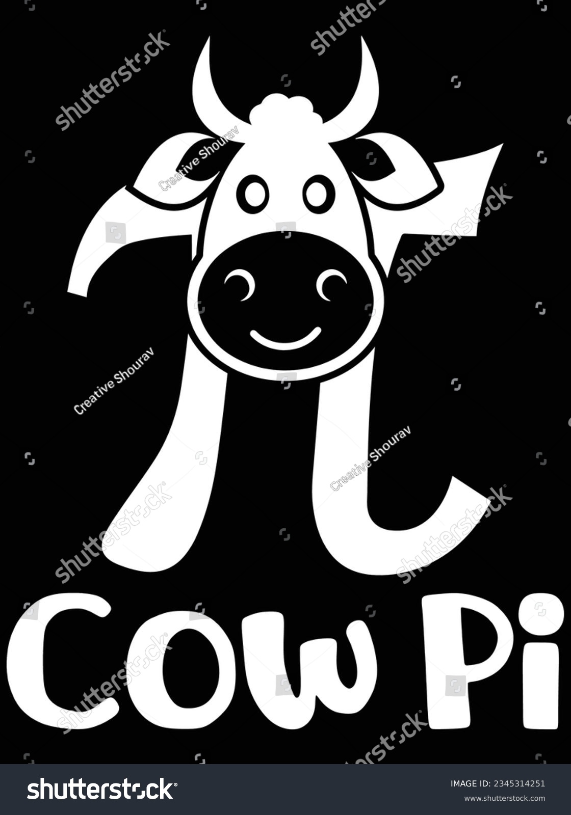 SVG of Cow pi vector art design, eps file. design file for t-shirt. SVG, EPS cuttable design file svg
