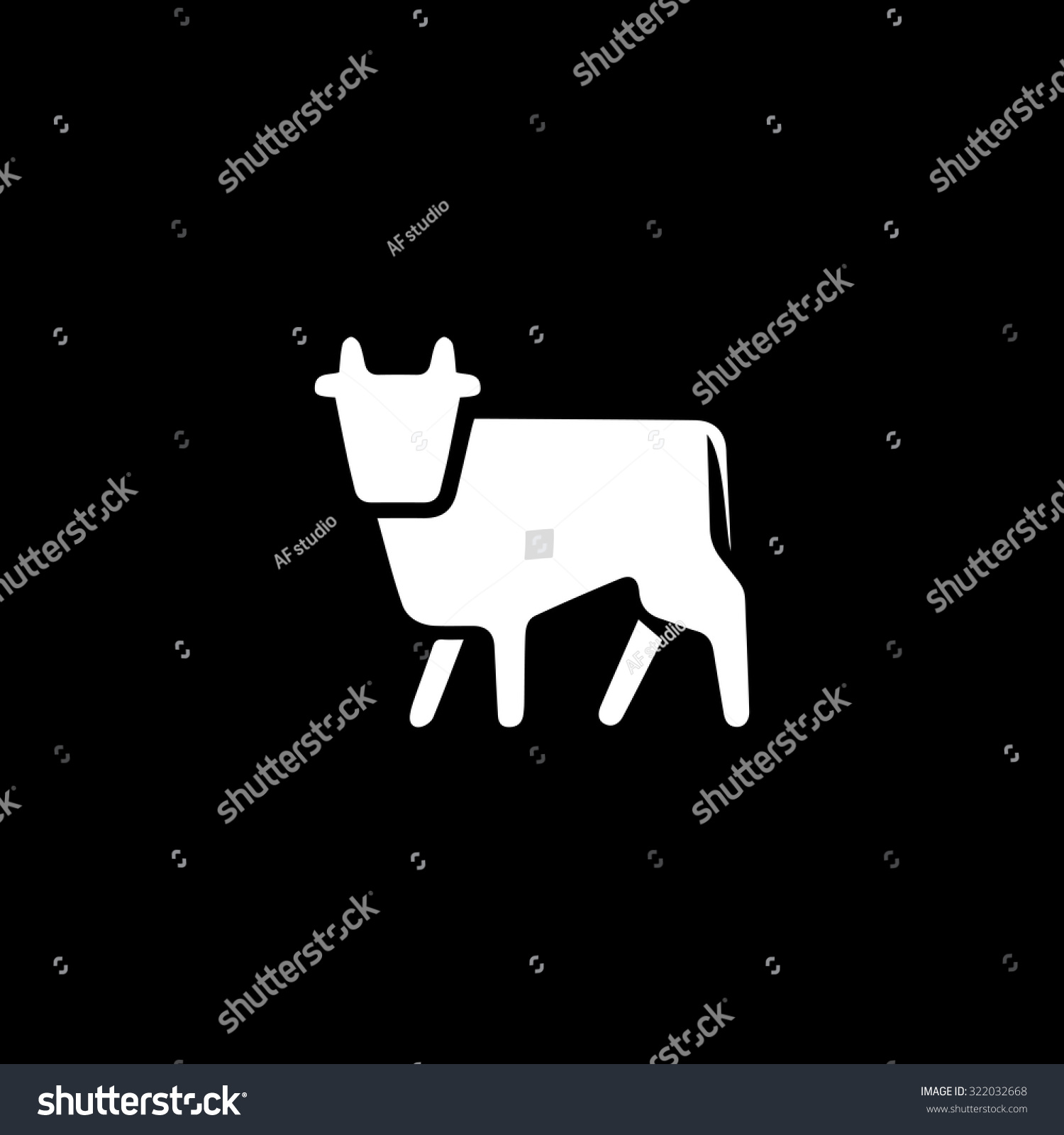 Cow. Simple Flat Icon. Black And White. Vector Illustration - 322032668