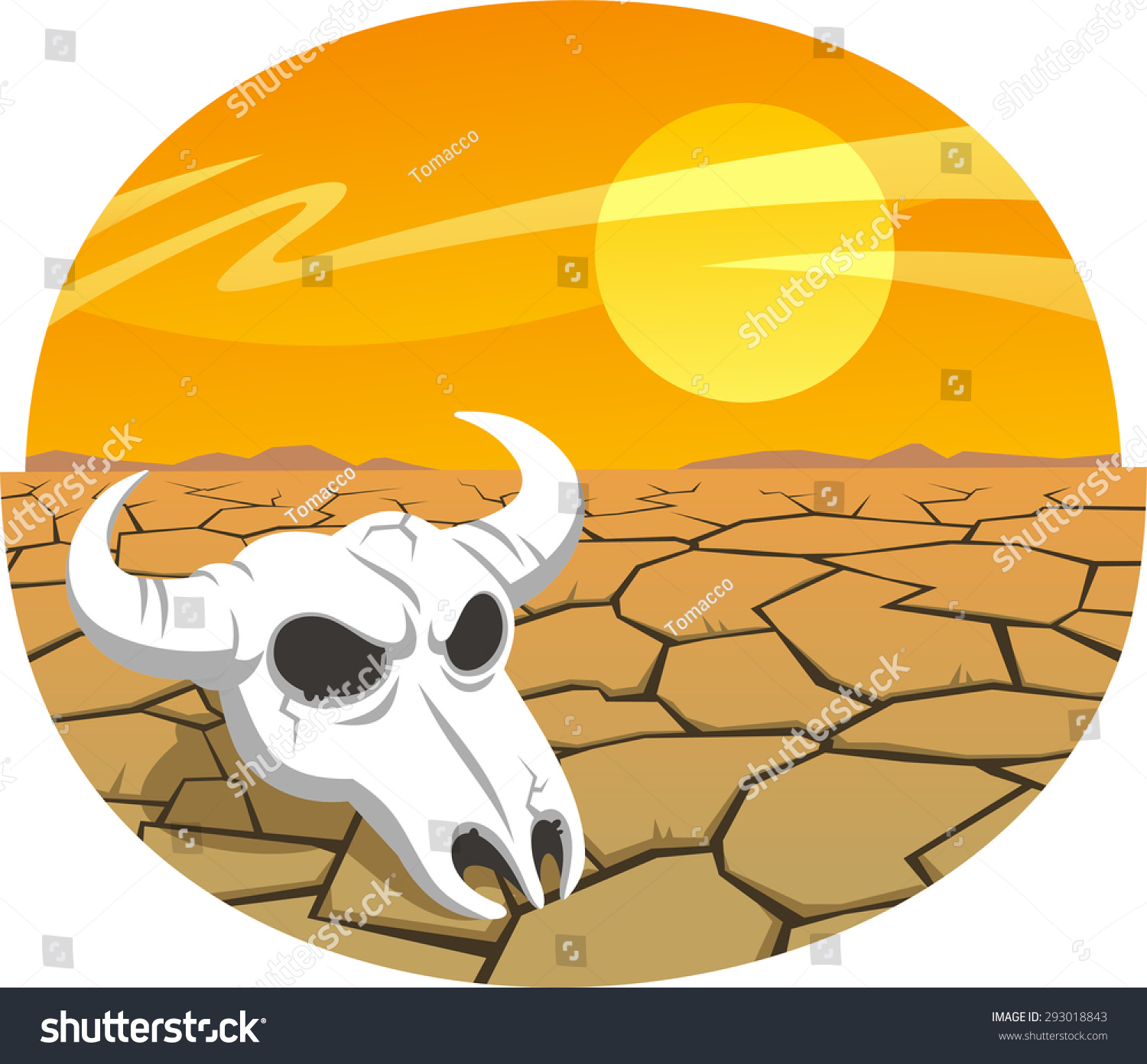 Download Cow Skull Desert Sunset Vector Illustration Stock Vector ...