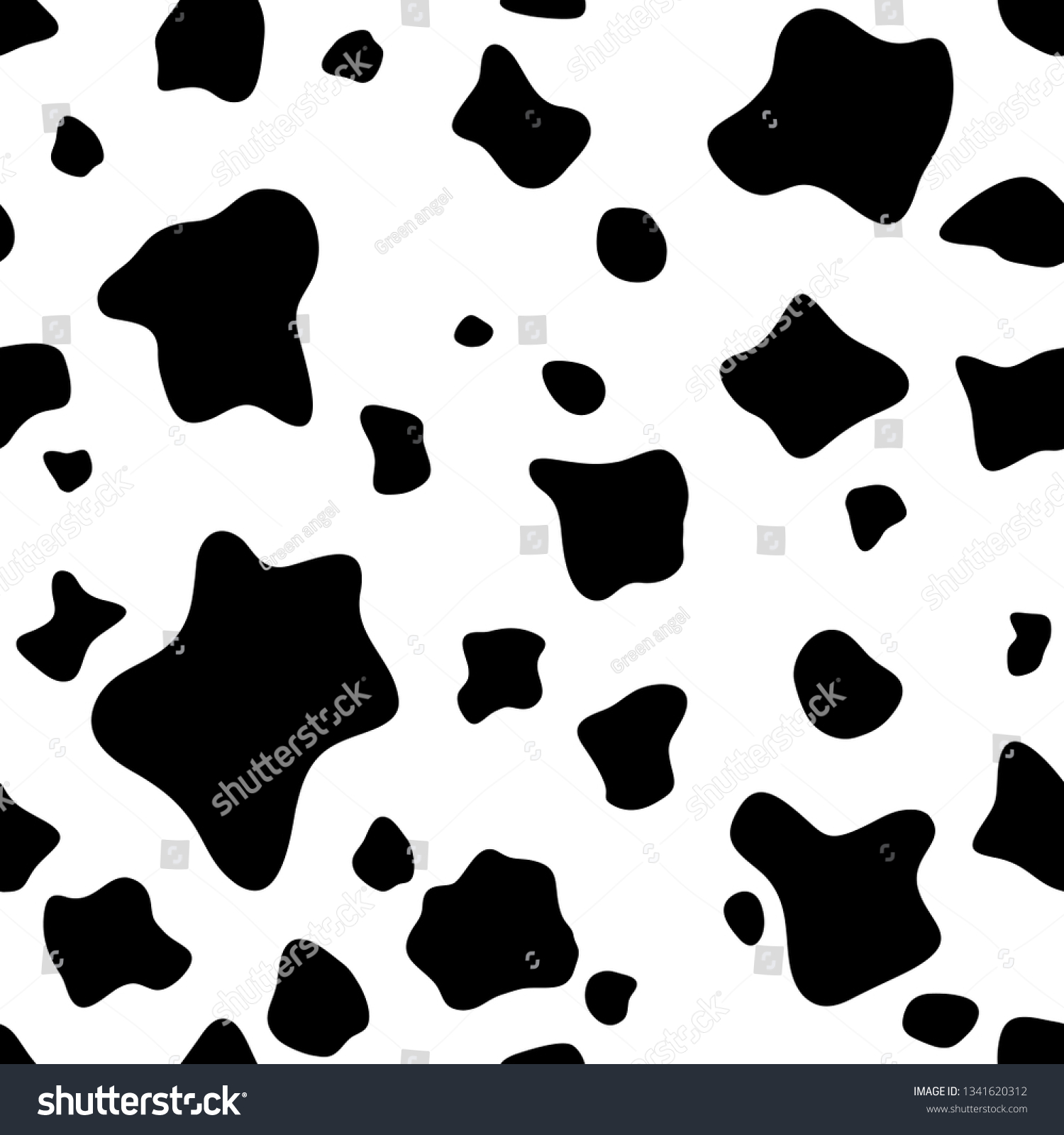 Cow Spots Pattern Black White Animal Stock Vector (Royalty Free) 1341620312