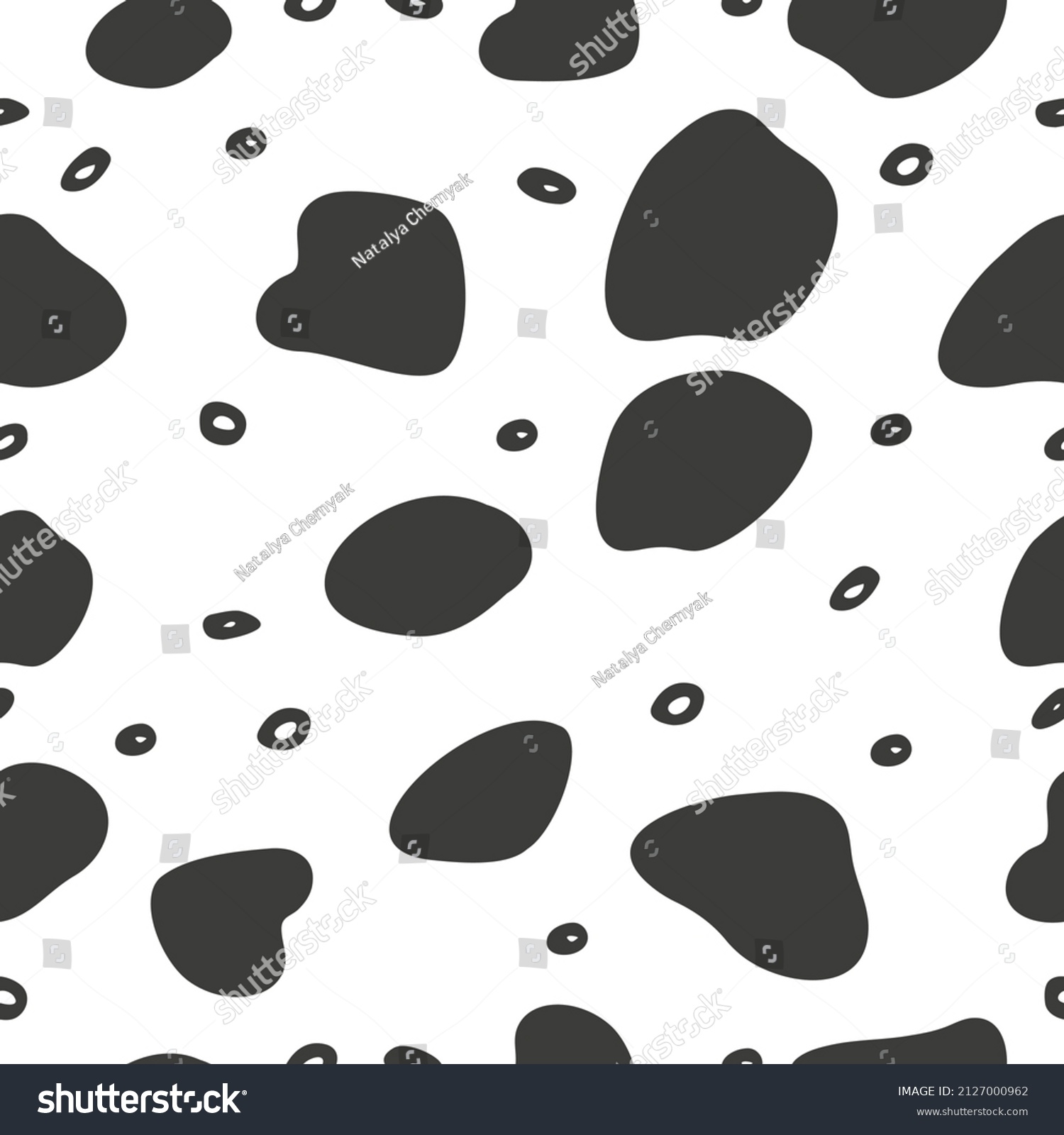 SVG of Cow spots seamless pattern. Animal black and white print. Dalmatian skin vector illustration svg