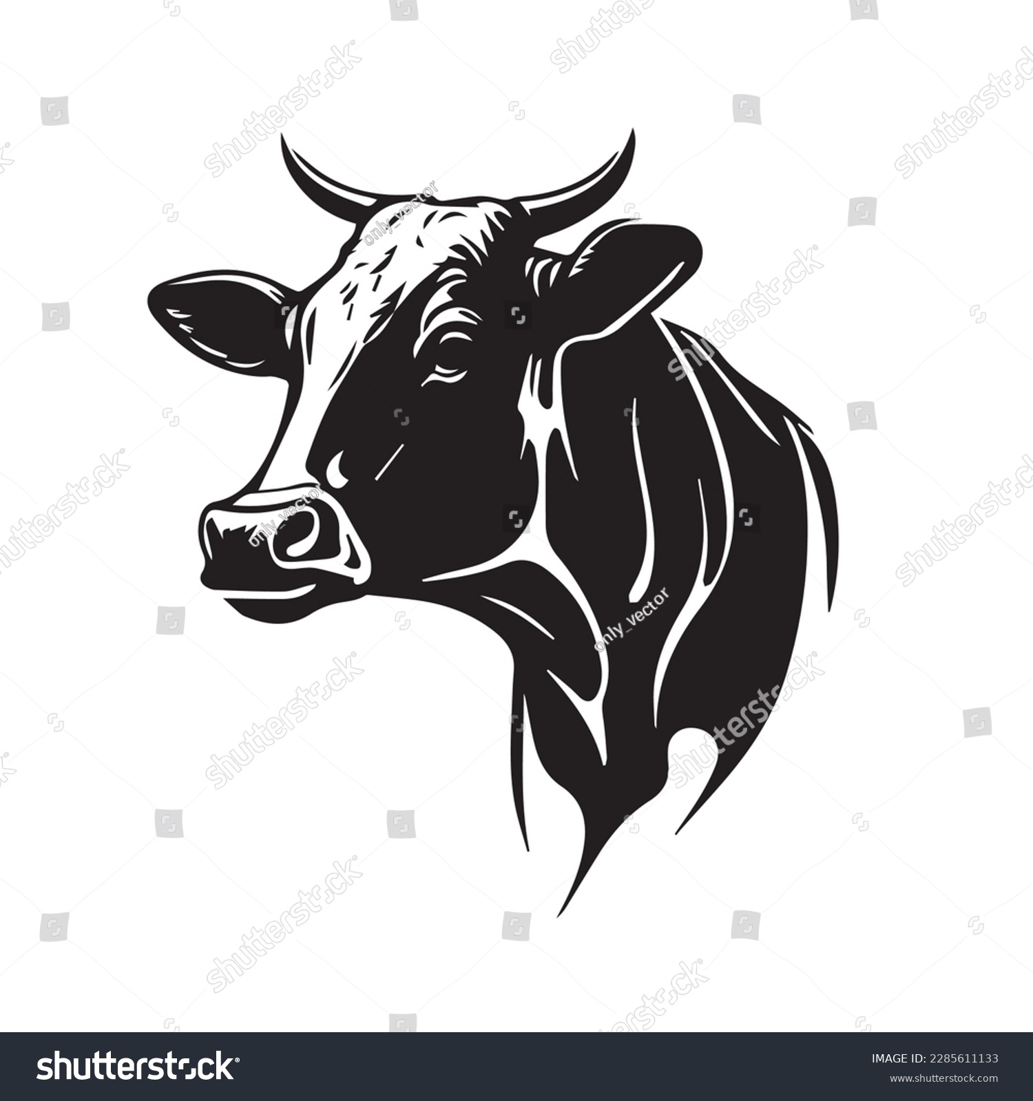 SVG of Cow vector image on a white background. Vector illustration silhouette svg. svg