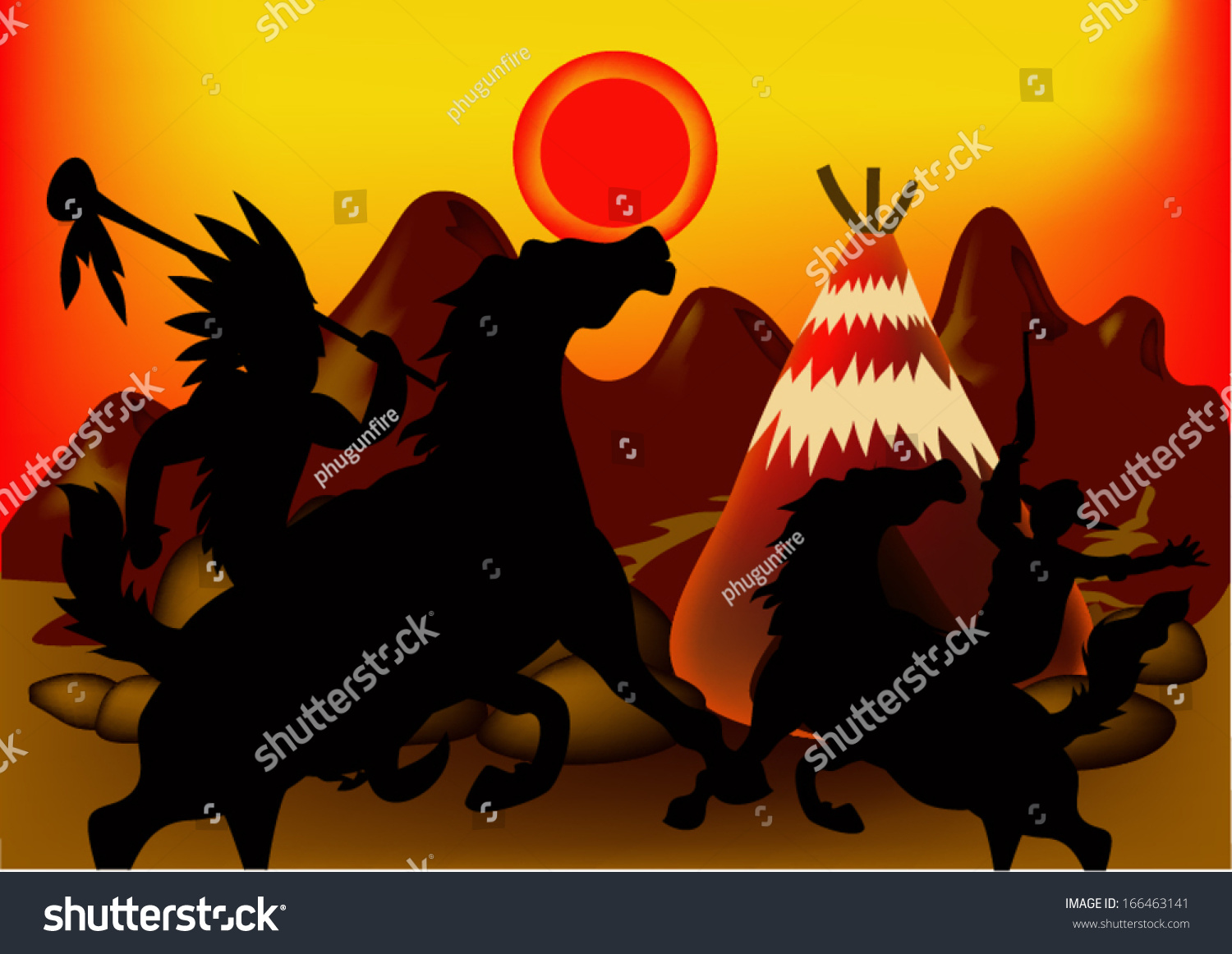 Cowboy Indian Vector Stock Vector (royalty Free) 166463141